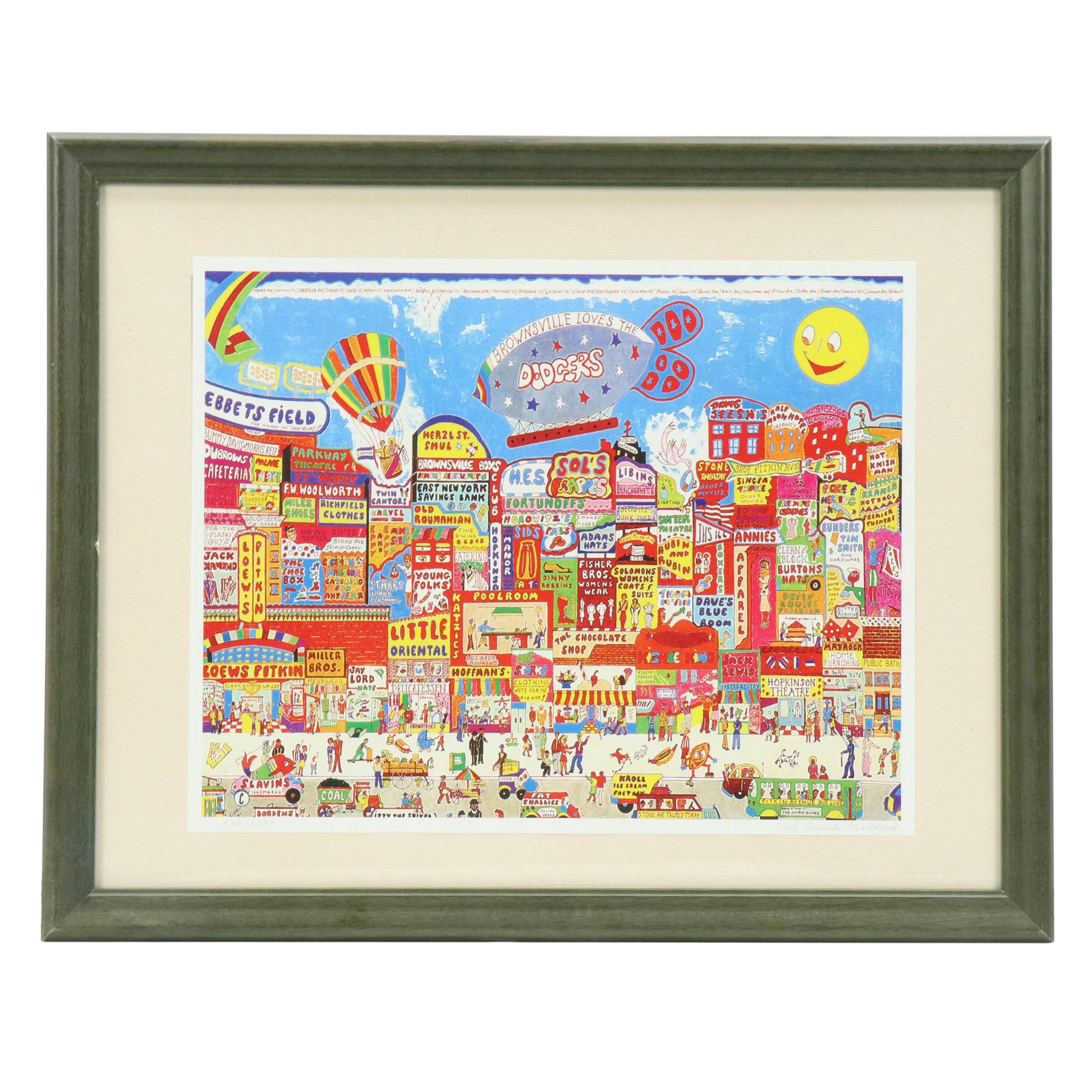 Al Schreiber and Jill Hand Offset Lithograph "Brownsville Loves the Dodgers"