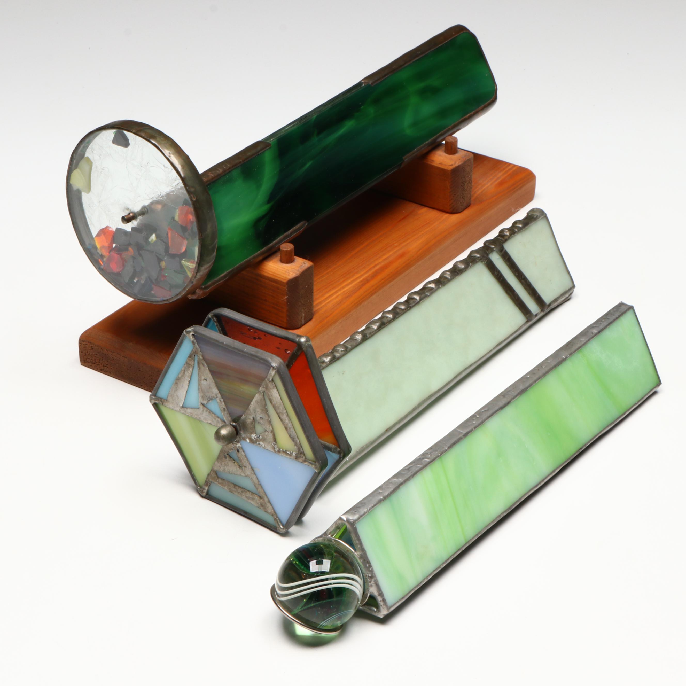 Handmade Glass Kaleidoscopes with Wood Stand