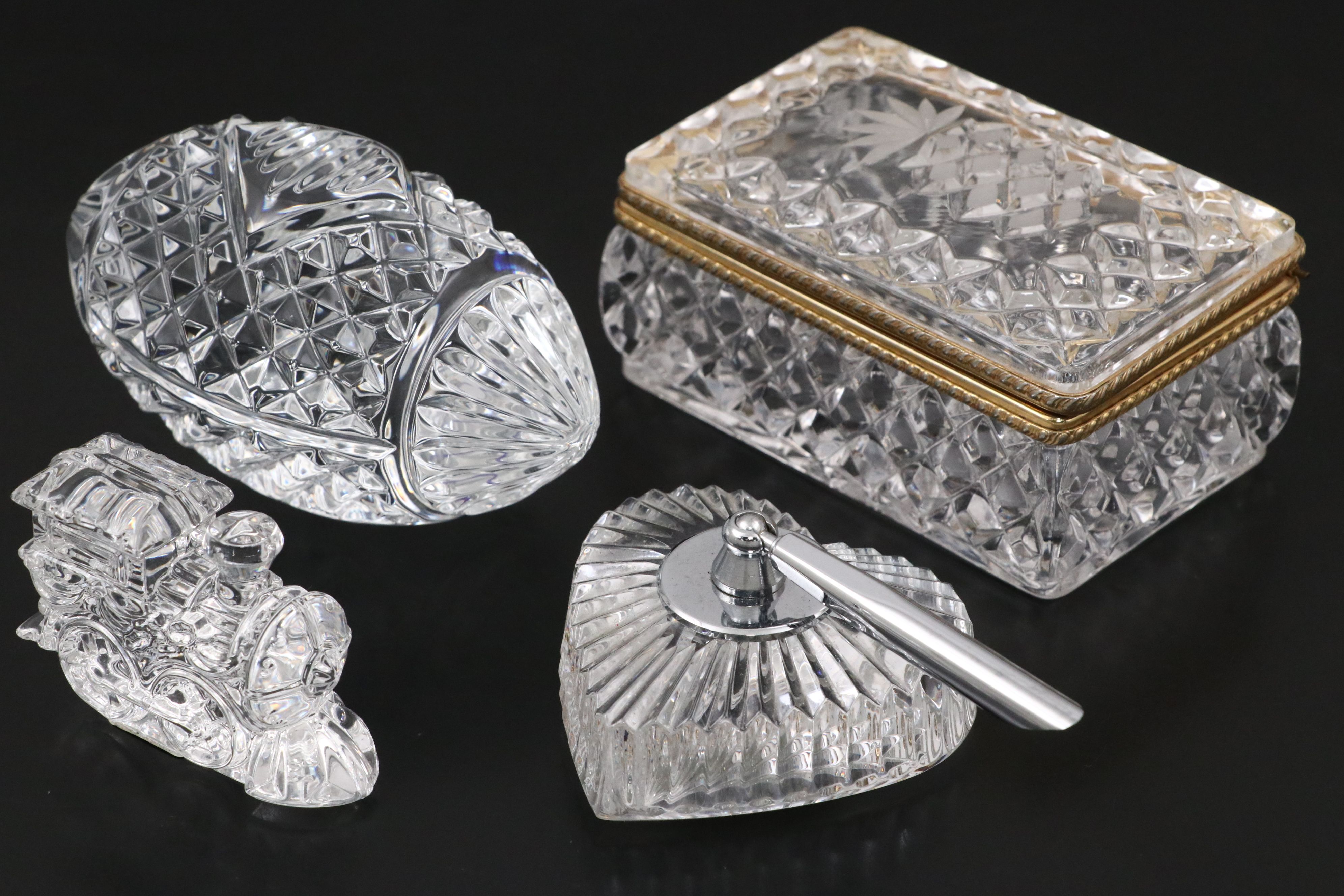 Marquis Waterford Crystal Train and Football with More Crystal Décor