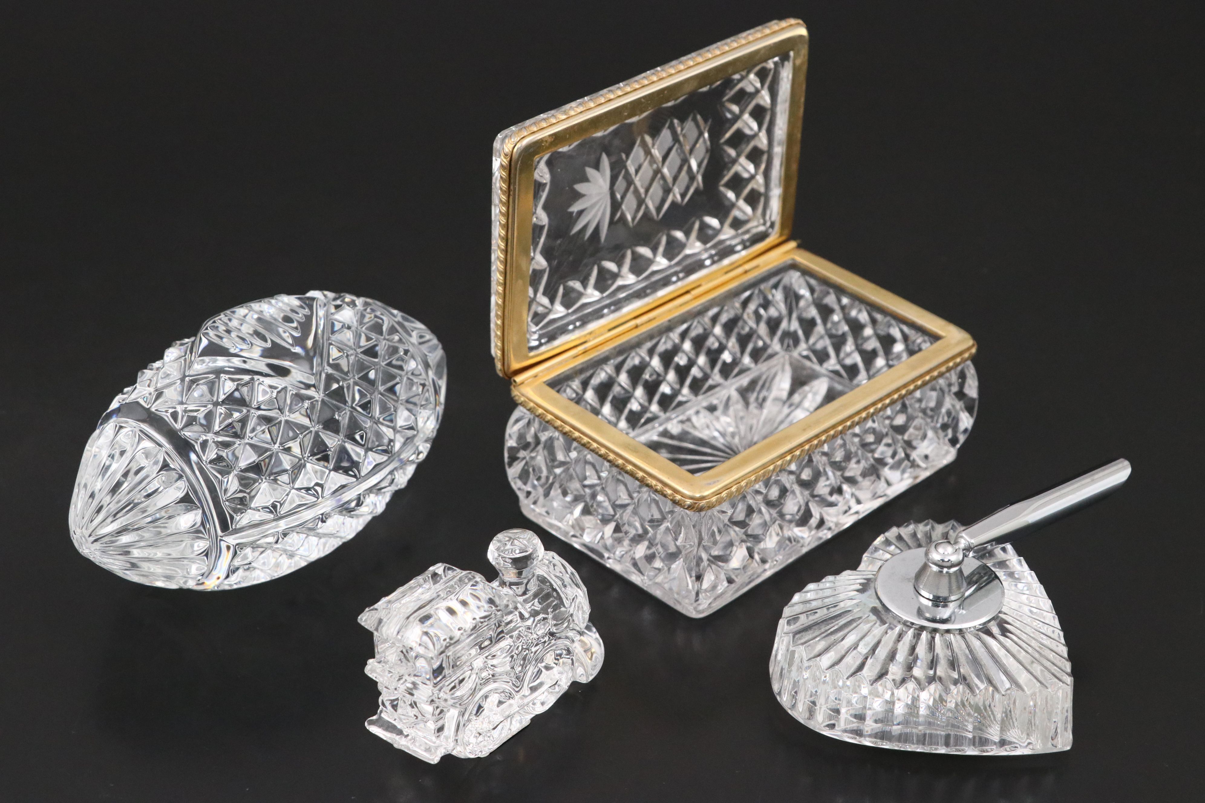 Marquis Waterford Crystal Train and Football with More Crystal Décor