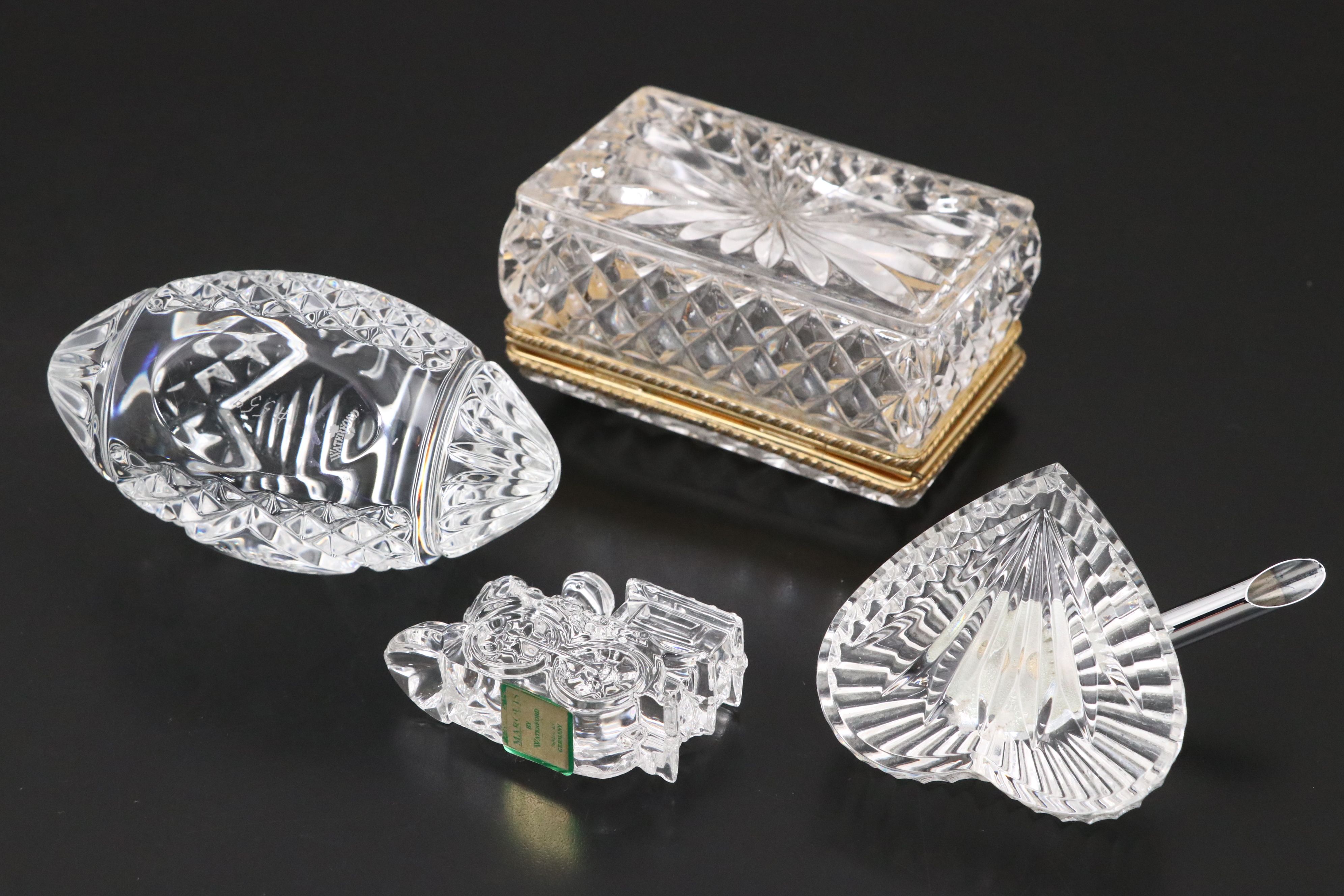 Marquis Waterford Crystal Train and Football with More Crystal Décor