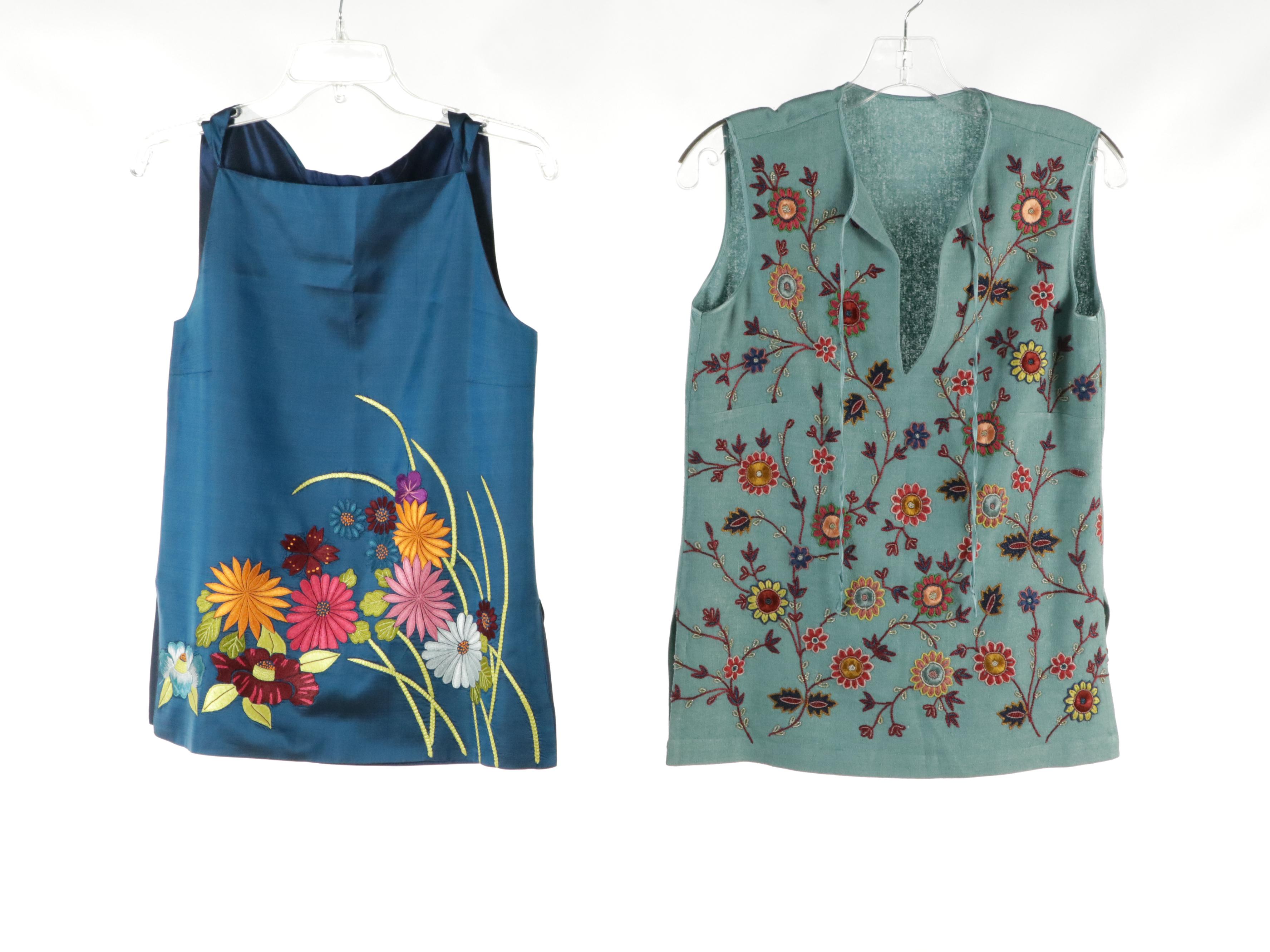 Nepalese Cotton Jacket with Embroidered Top and Sleeveless Tops