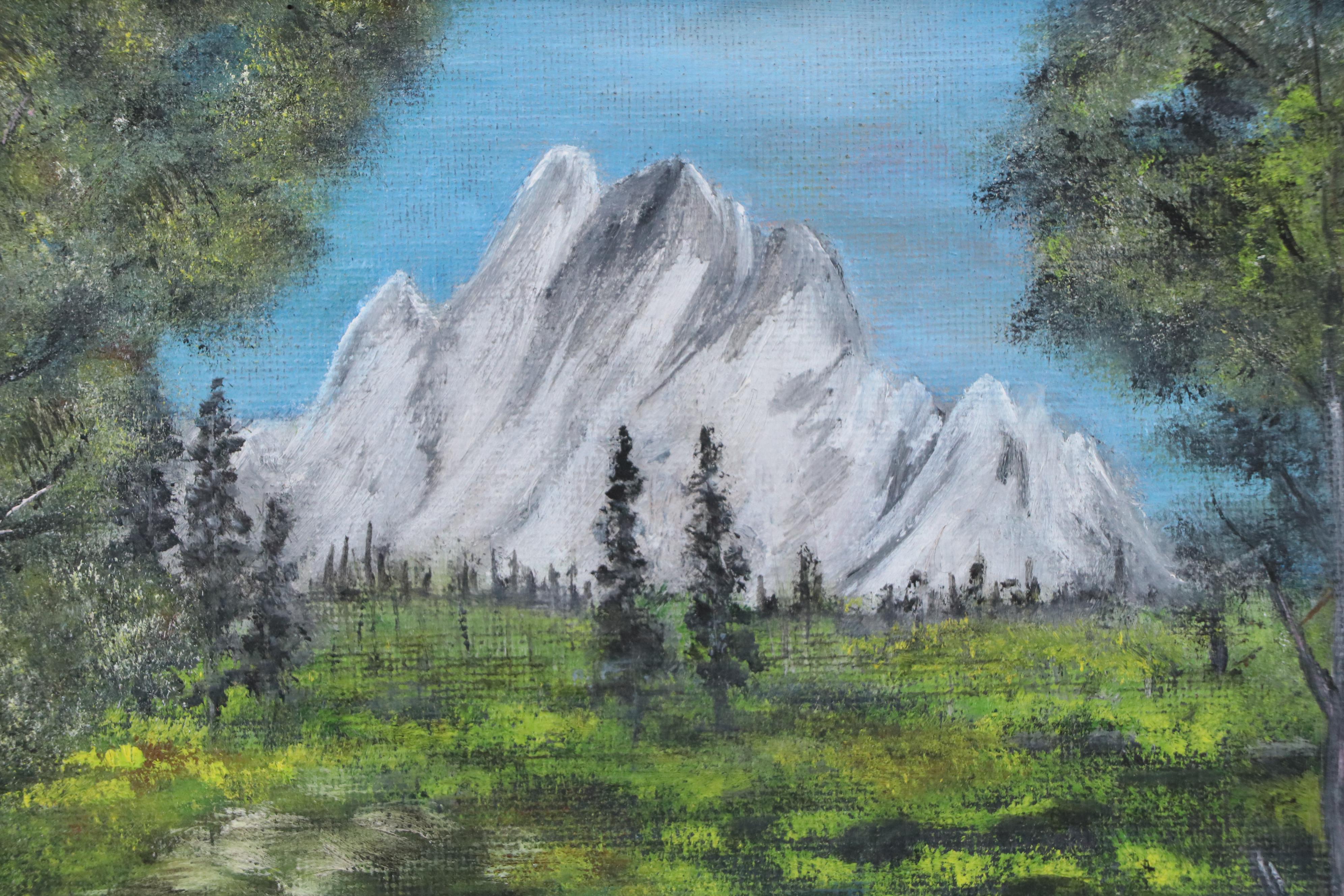 Dee Henthorne Mountainous Landscape Oil Painting with River "Let's Go Fishing"