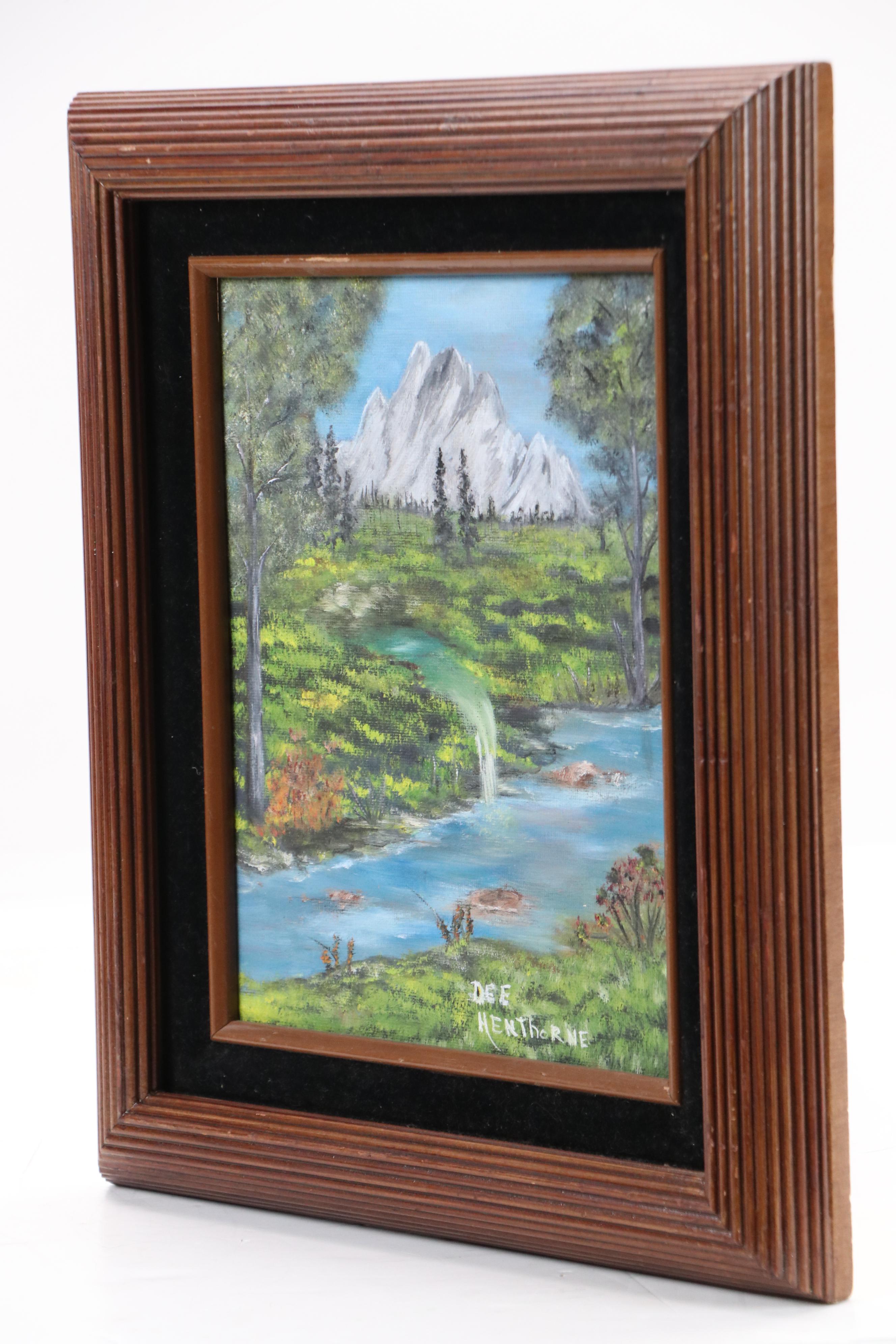 Dee Henthorne Mountainous Landscape Oil Painting with River "Let's Go Fishing"