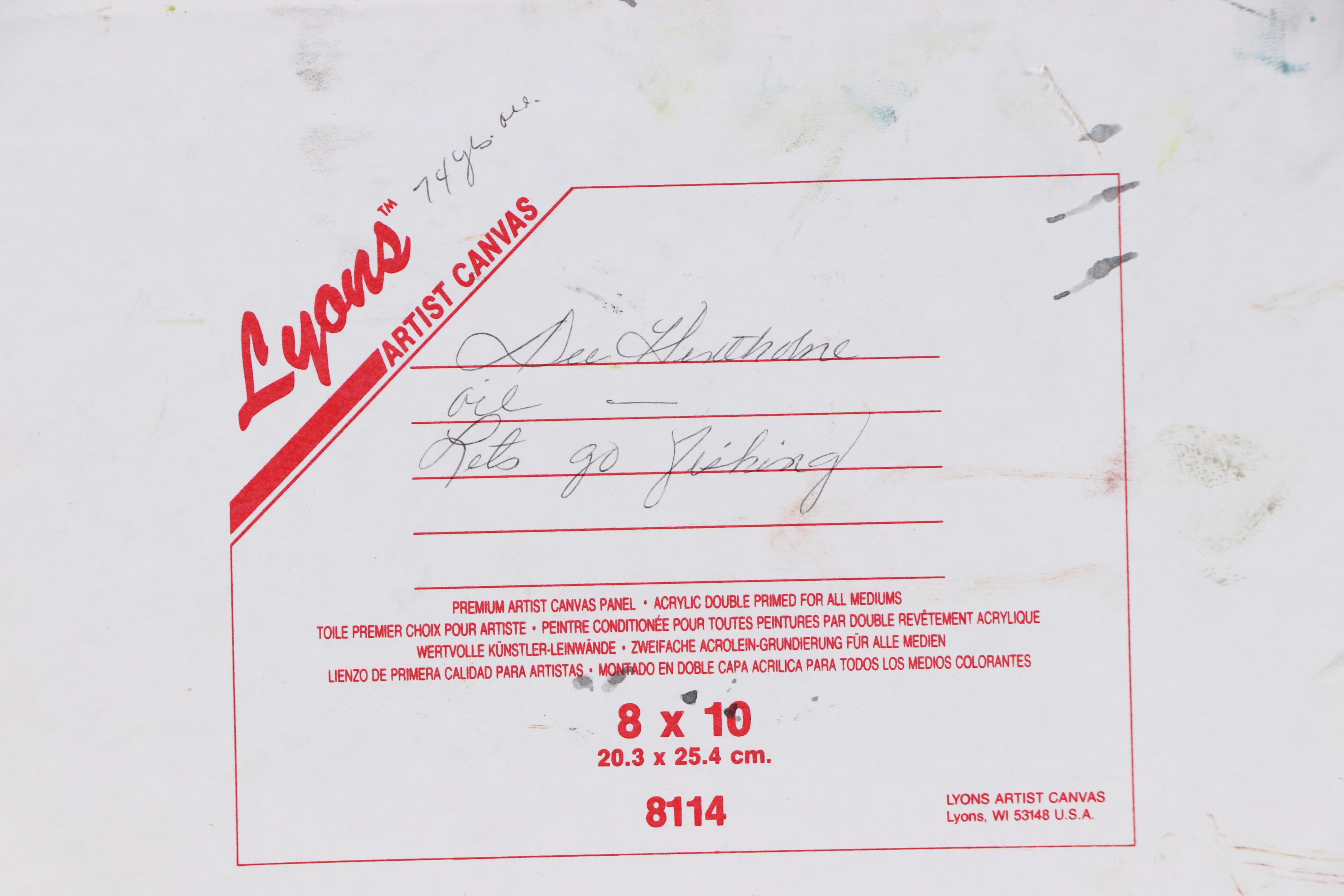 Dee Henthorne Mountainous Landscape Oil Painting with River "Let's Go Fishing"