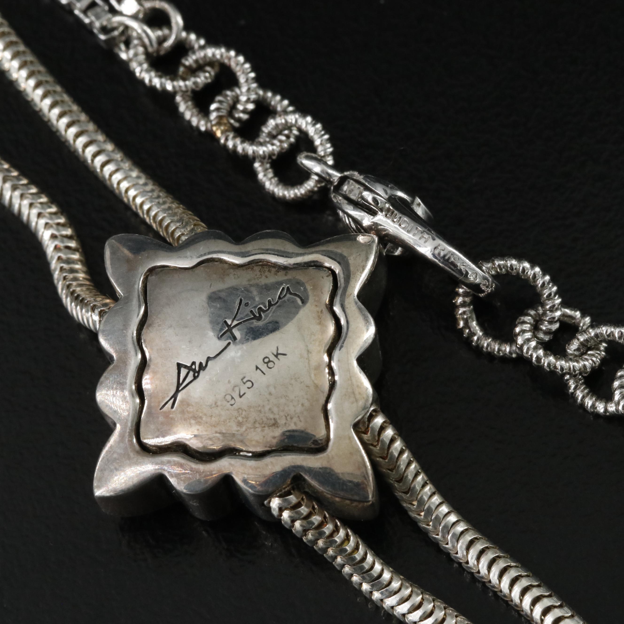 Judith Ripka Pearl and Citrine and Ann King Pearl Sterling Necklaces