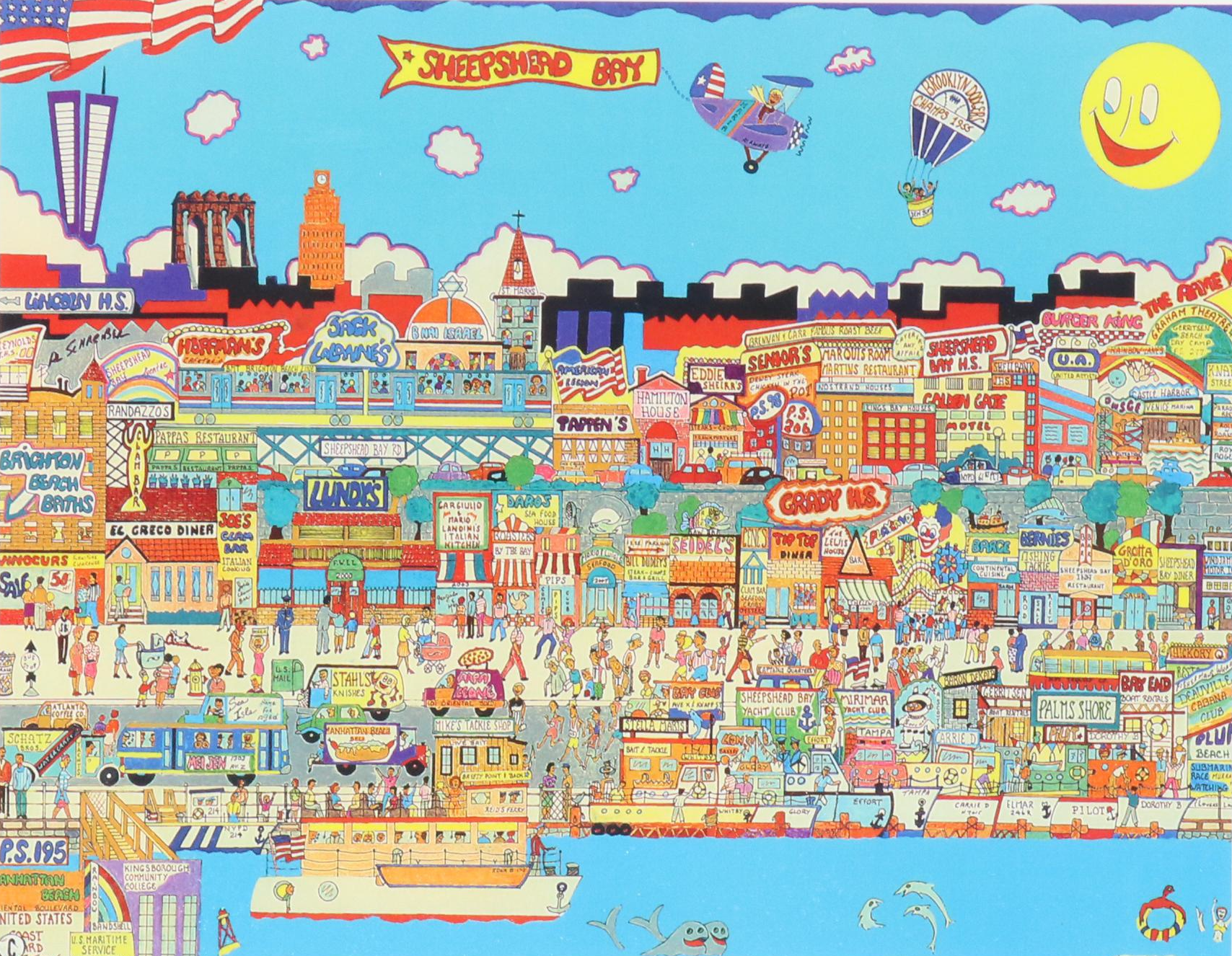 Al Schreiber and Jill Hand Offset Lithograph "Sheepshead Bay"