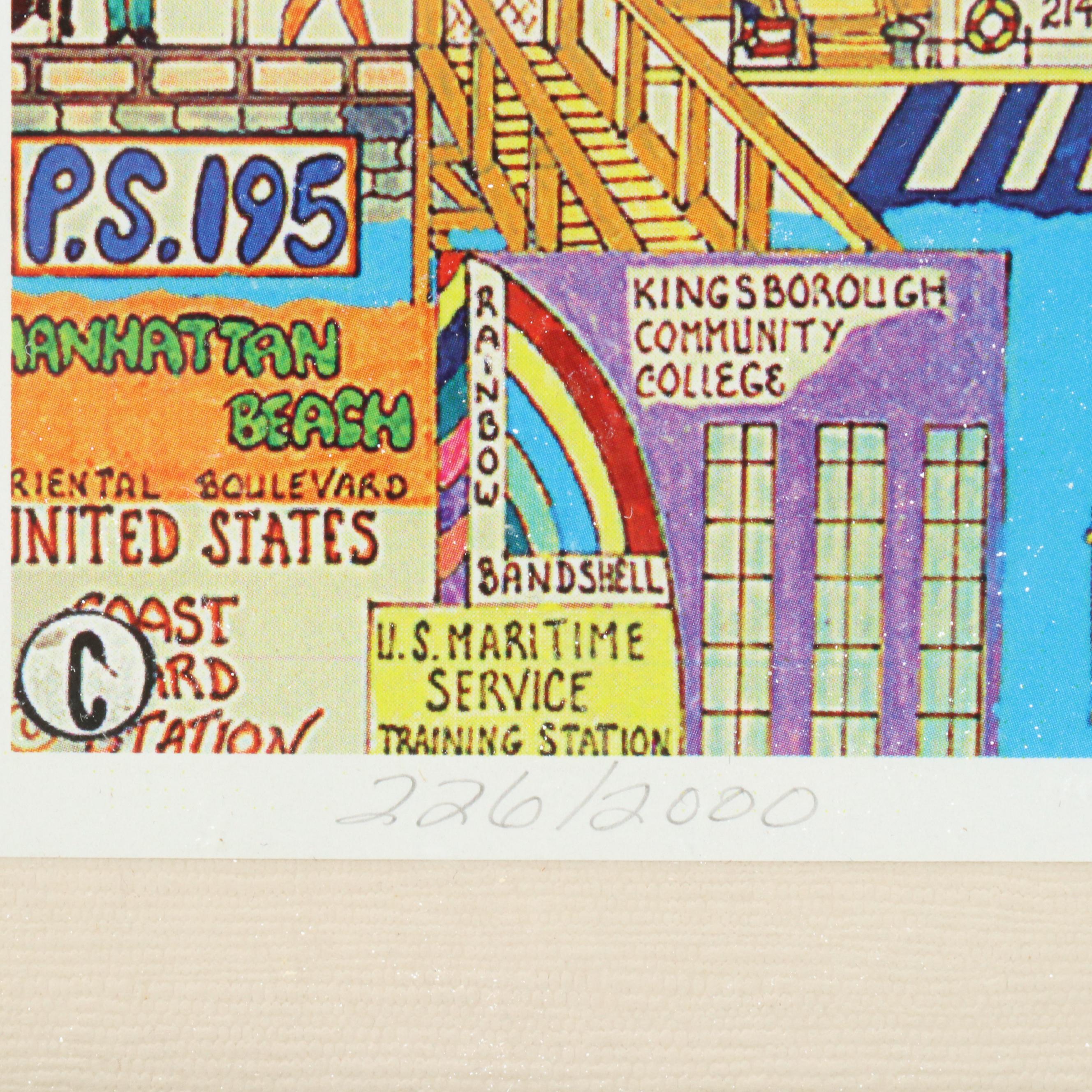 Al Schreiber and Jill Hand Offset Lithograph "Sheepshead Bay"