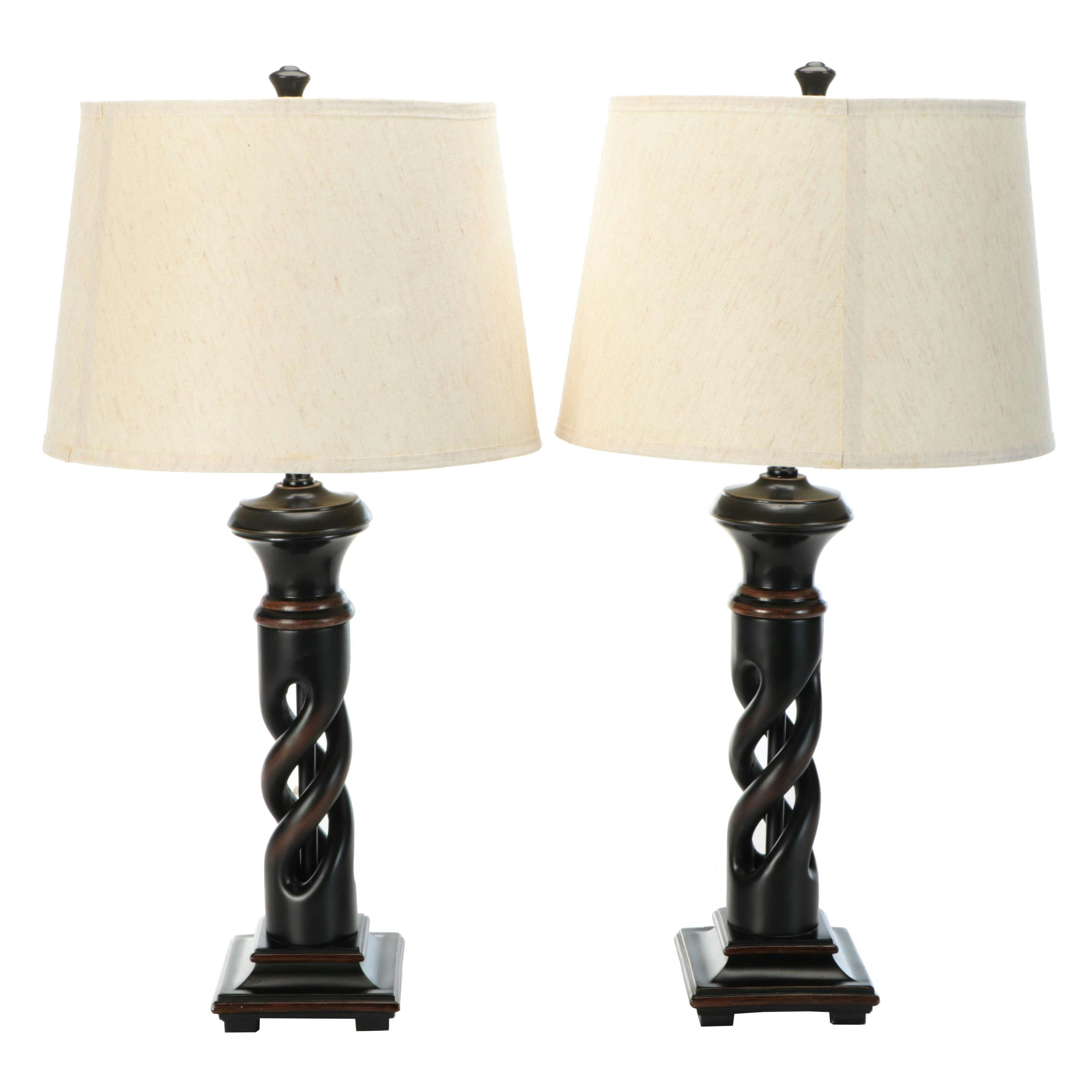 Ashley Fallon "Poly" Wood Table Lamp with Fabric Shade