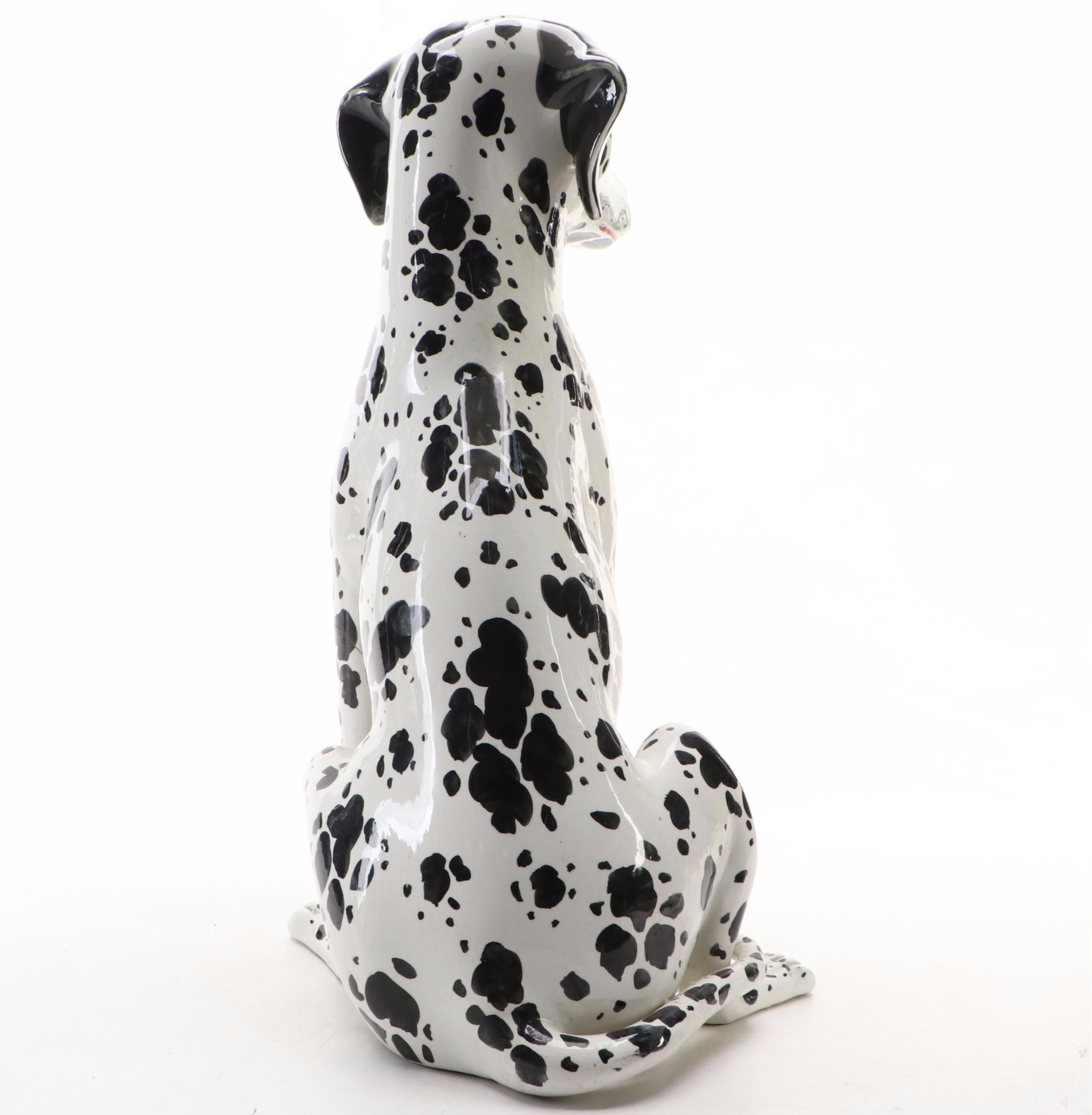 Italian Majolica Style Dalmatians Statues, Mid to Late 20th Century