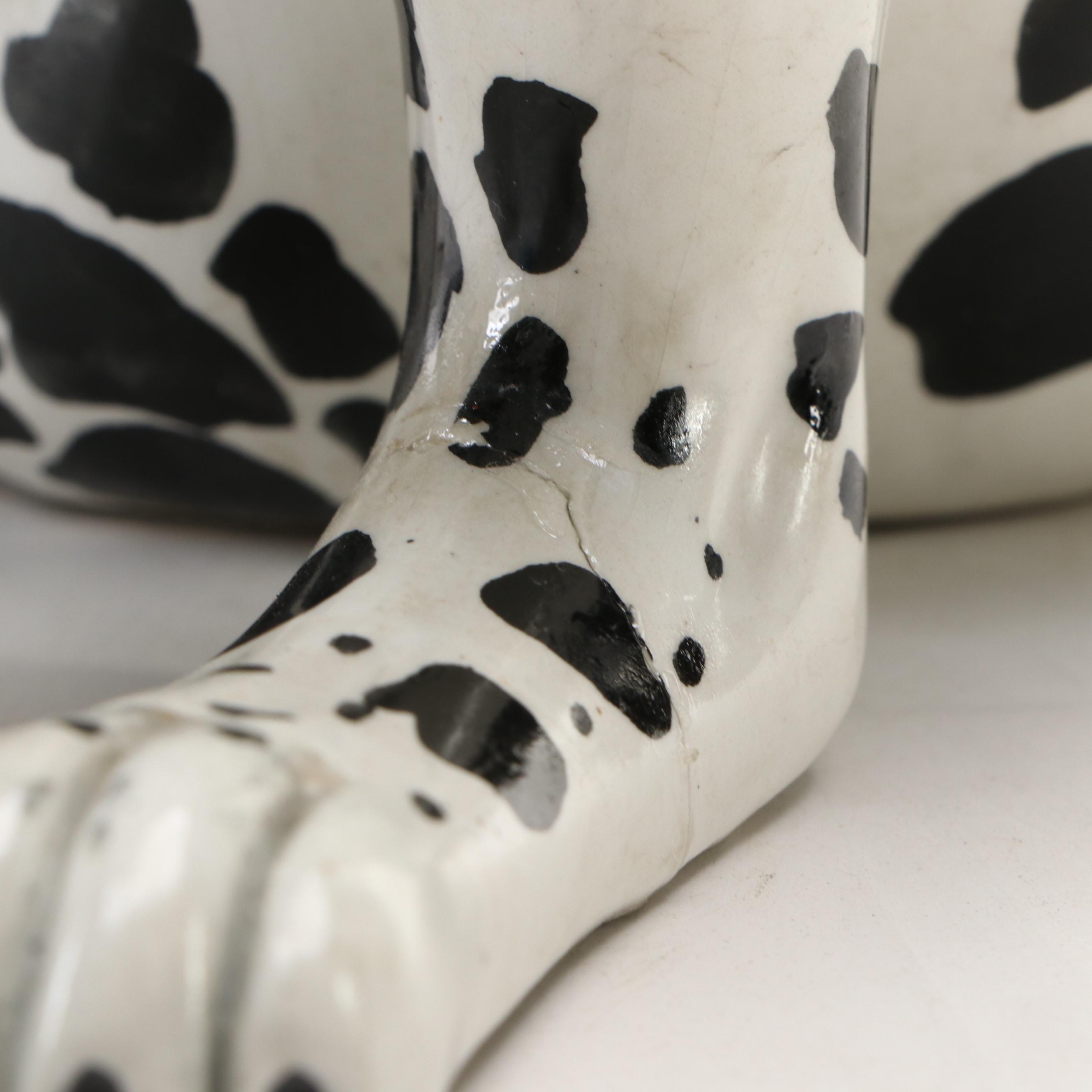 Italian Majolica Style Dalmatians Statues, Mid to Late 20th Century