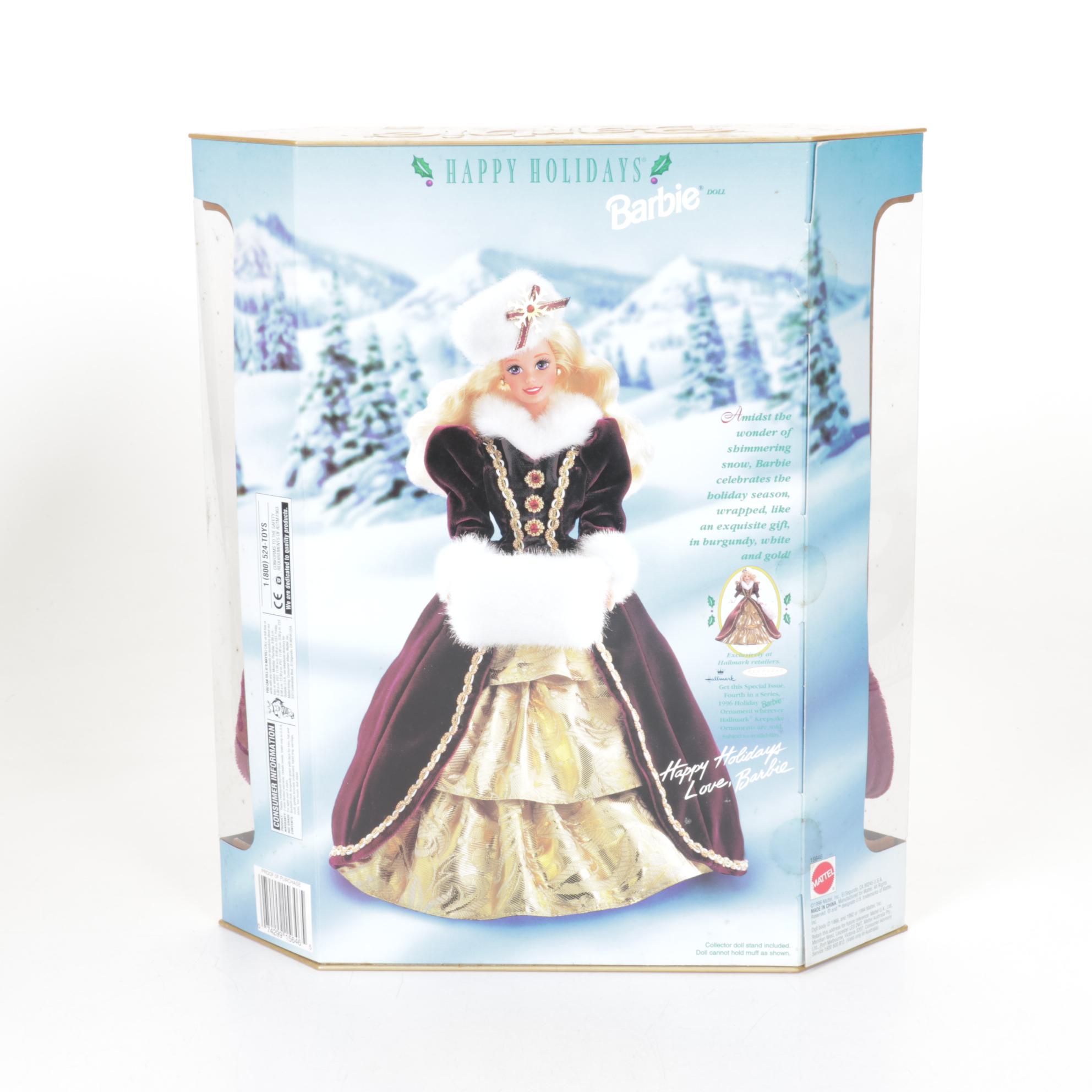 1997 Green-Eyed Misprint Holiday Barbie with Other 1990s Holiday Barbies