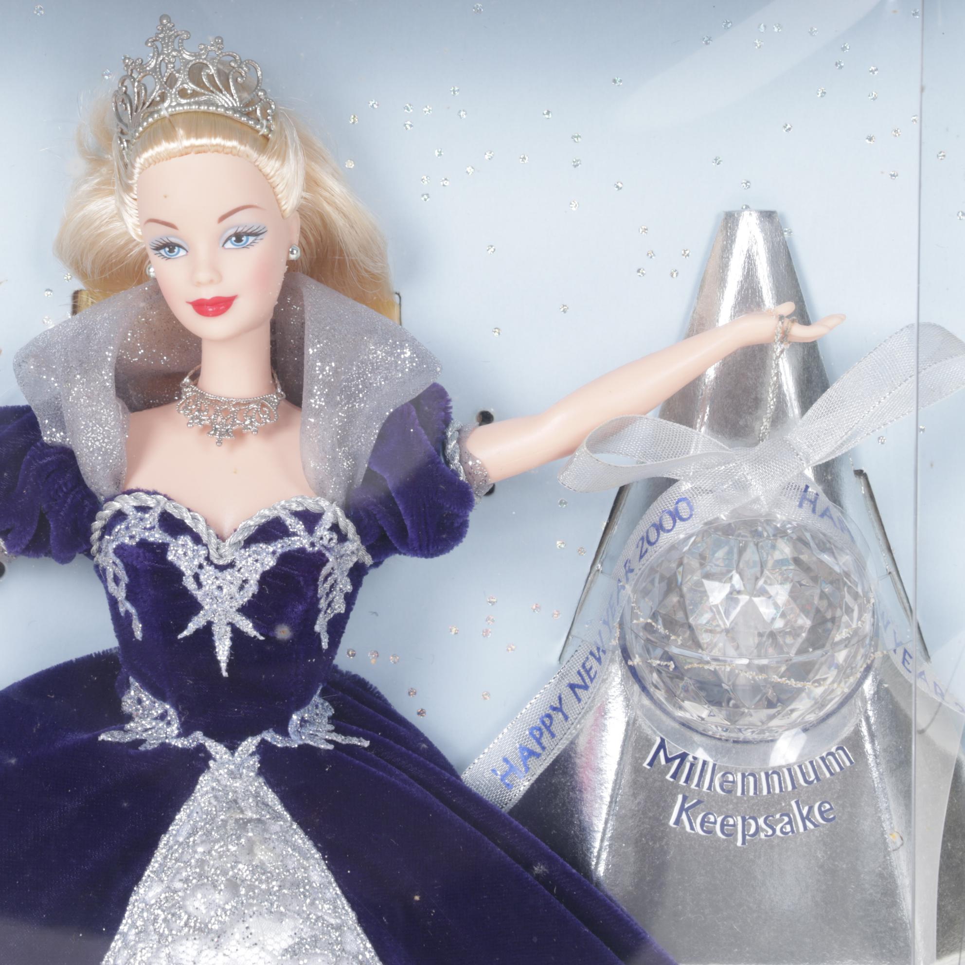 1997 Green-Eyed Misprint Holiday Barbie with Other 1990s Holiday Barbies