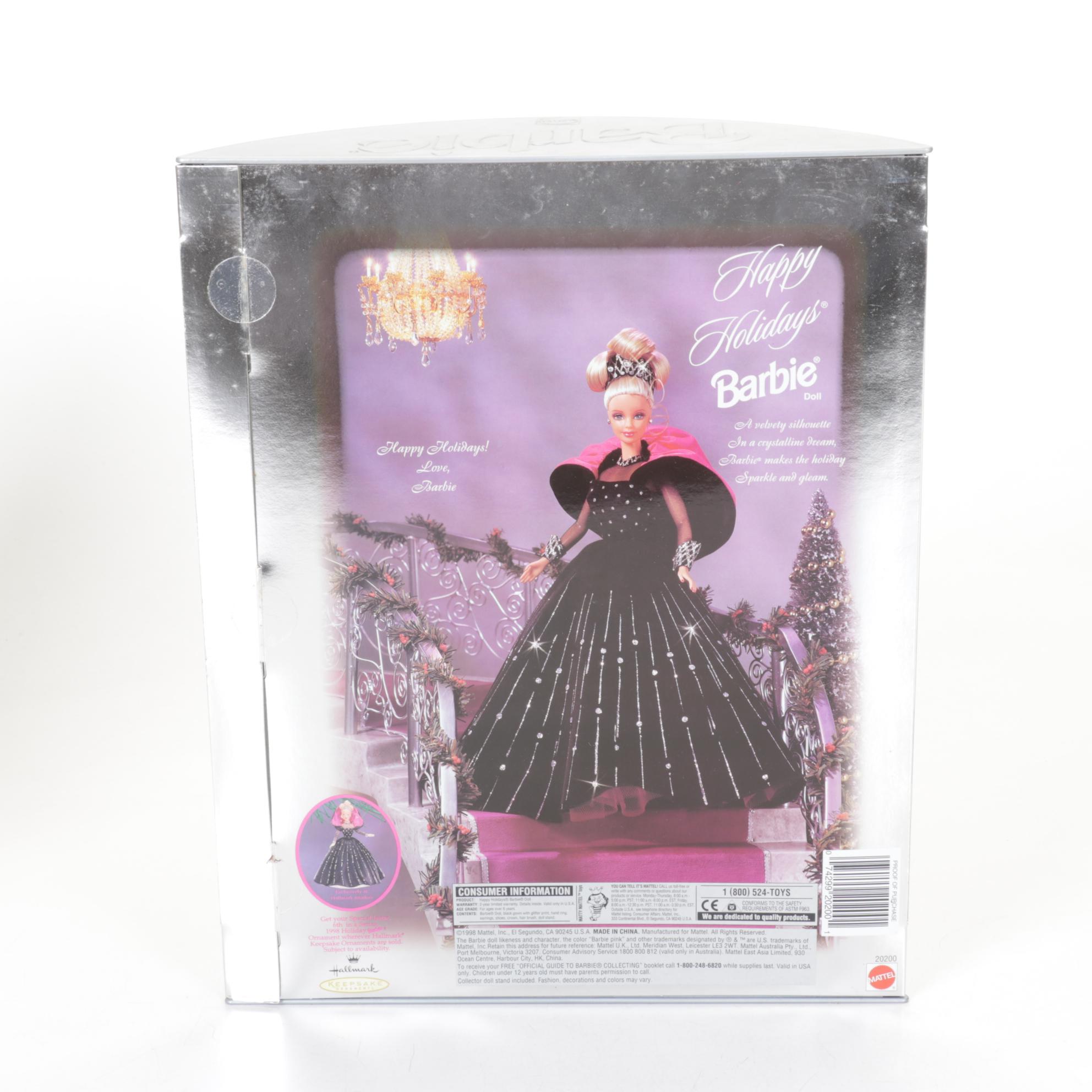 1997 Green-Eyed Misprint Holiday Barbie with Other 1990s Holiday Barbies