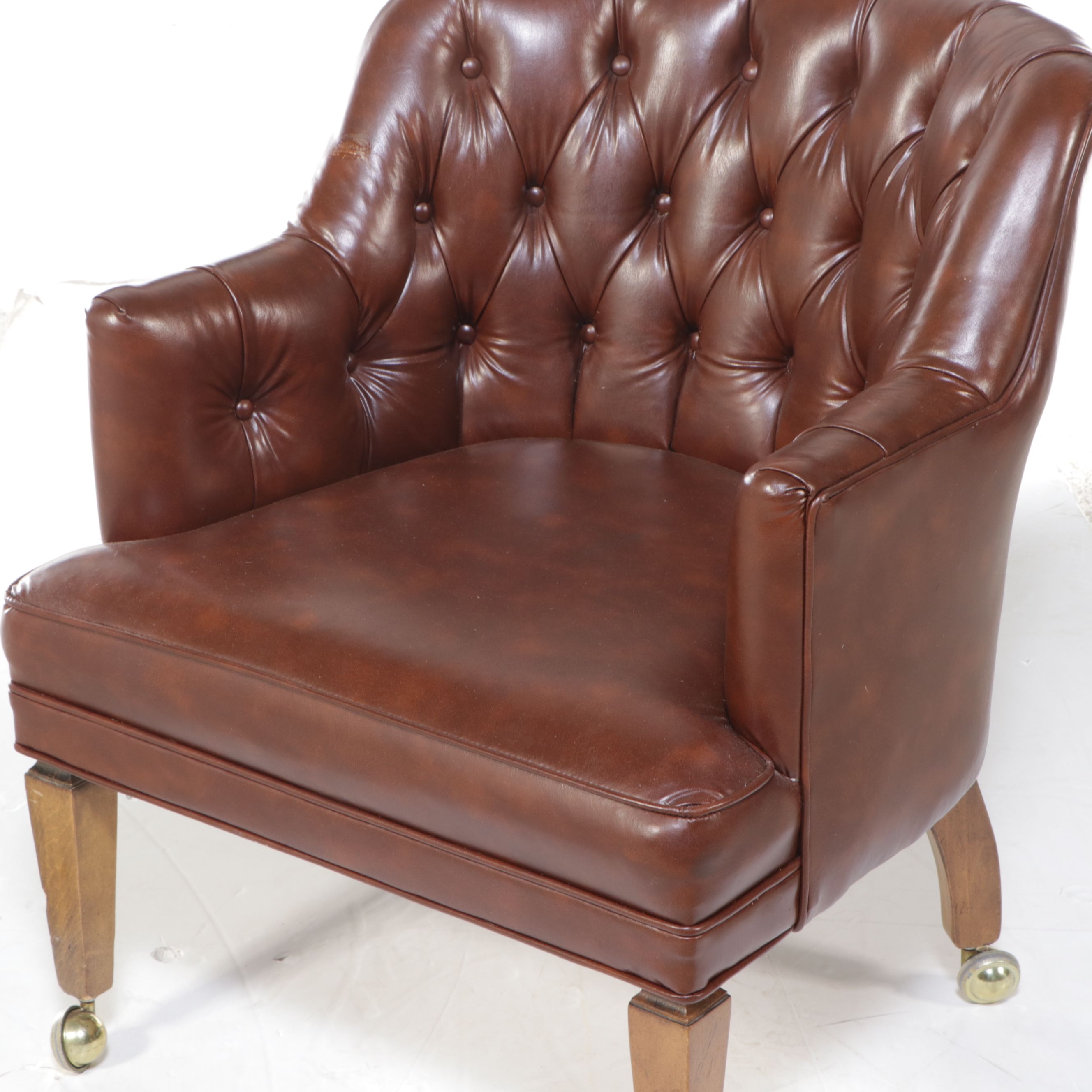 Set of Three Tufted Leather Club Chairs