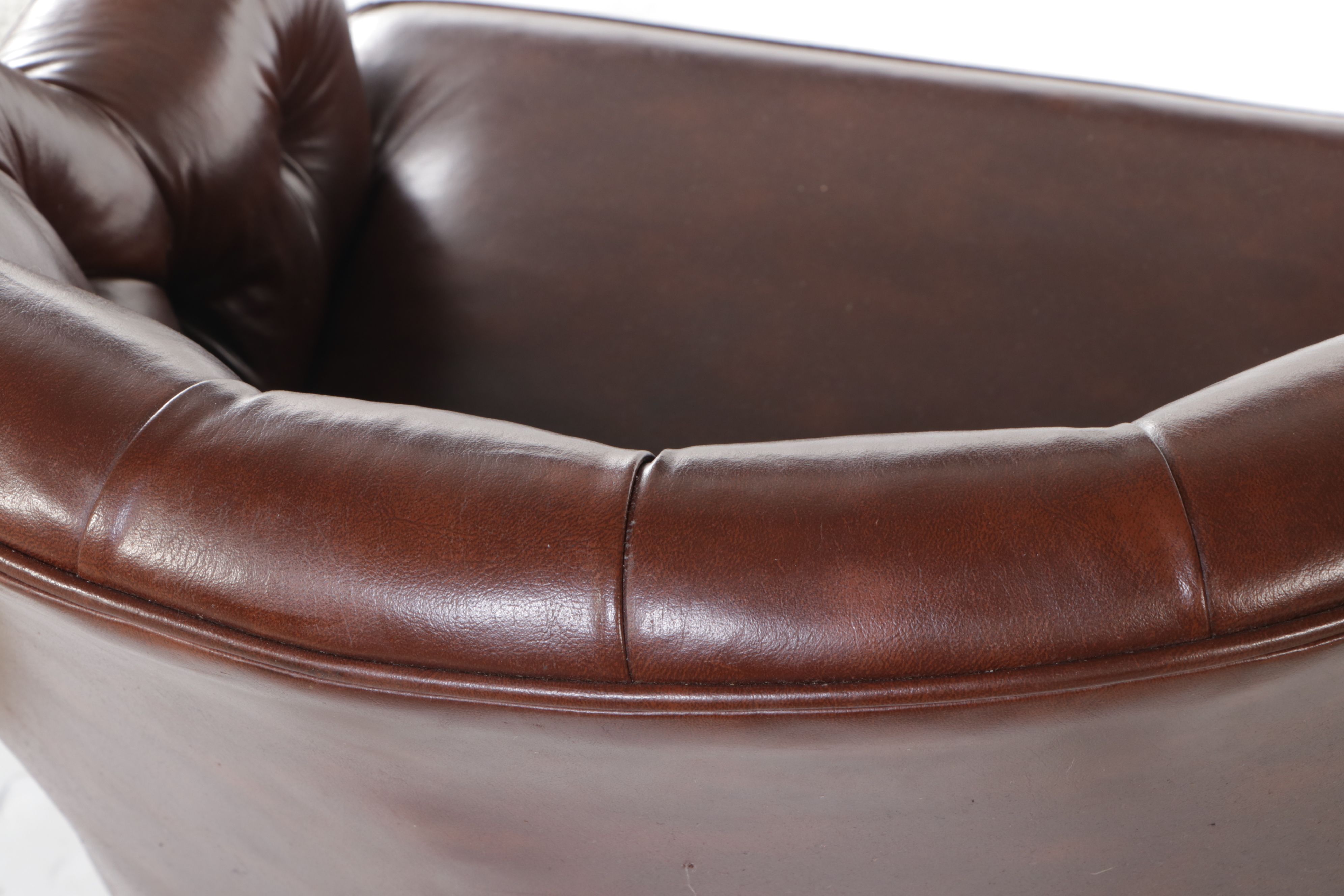 Set of Three Tufted Leather Club Chairs