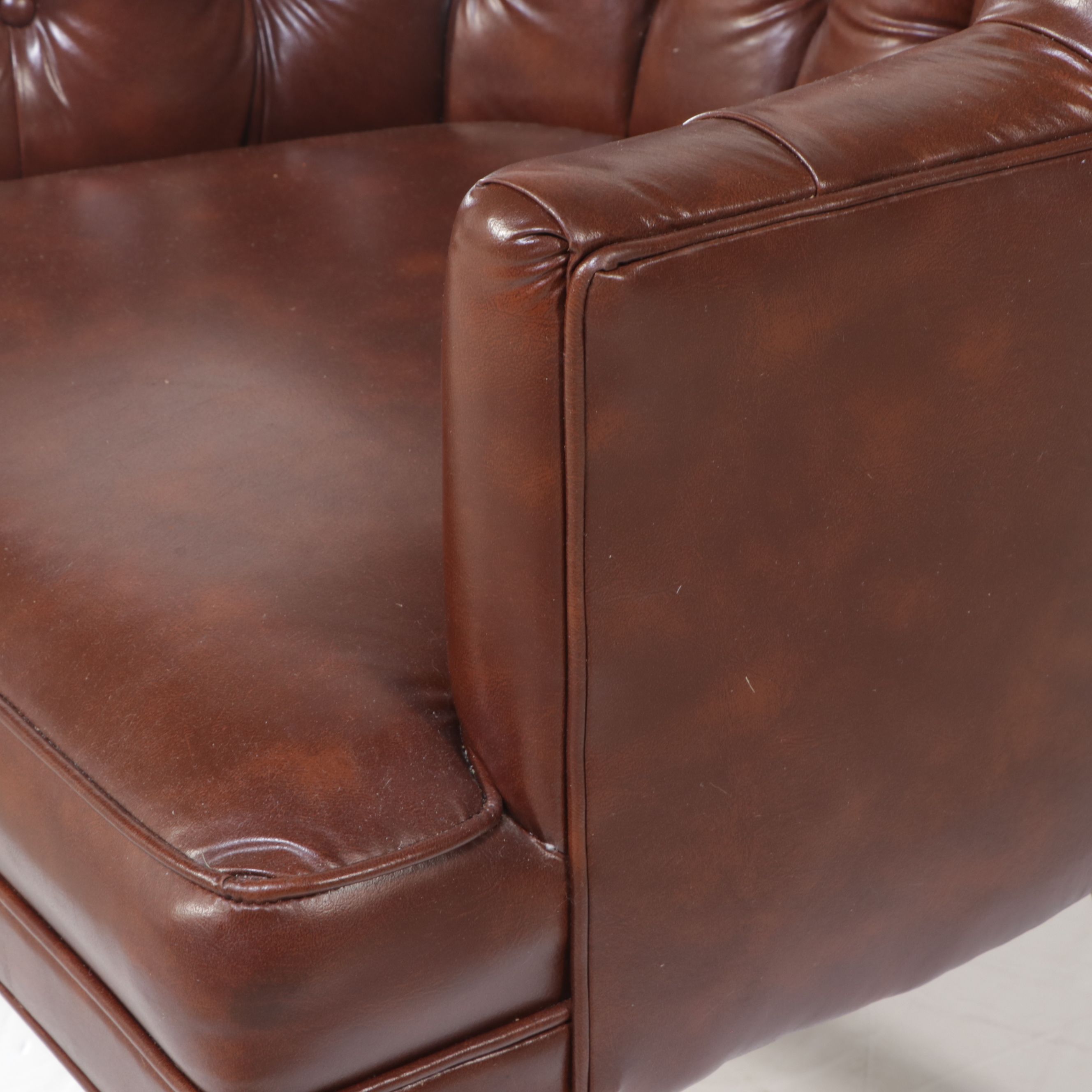 Set of Three Tufted Leather Club Chairs