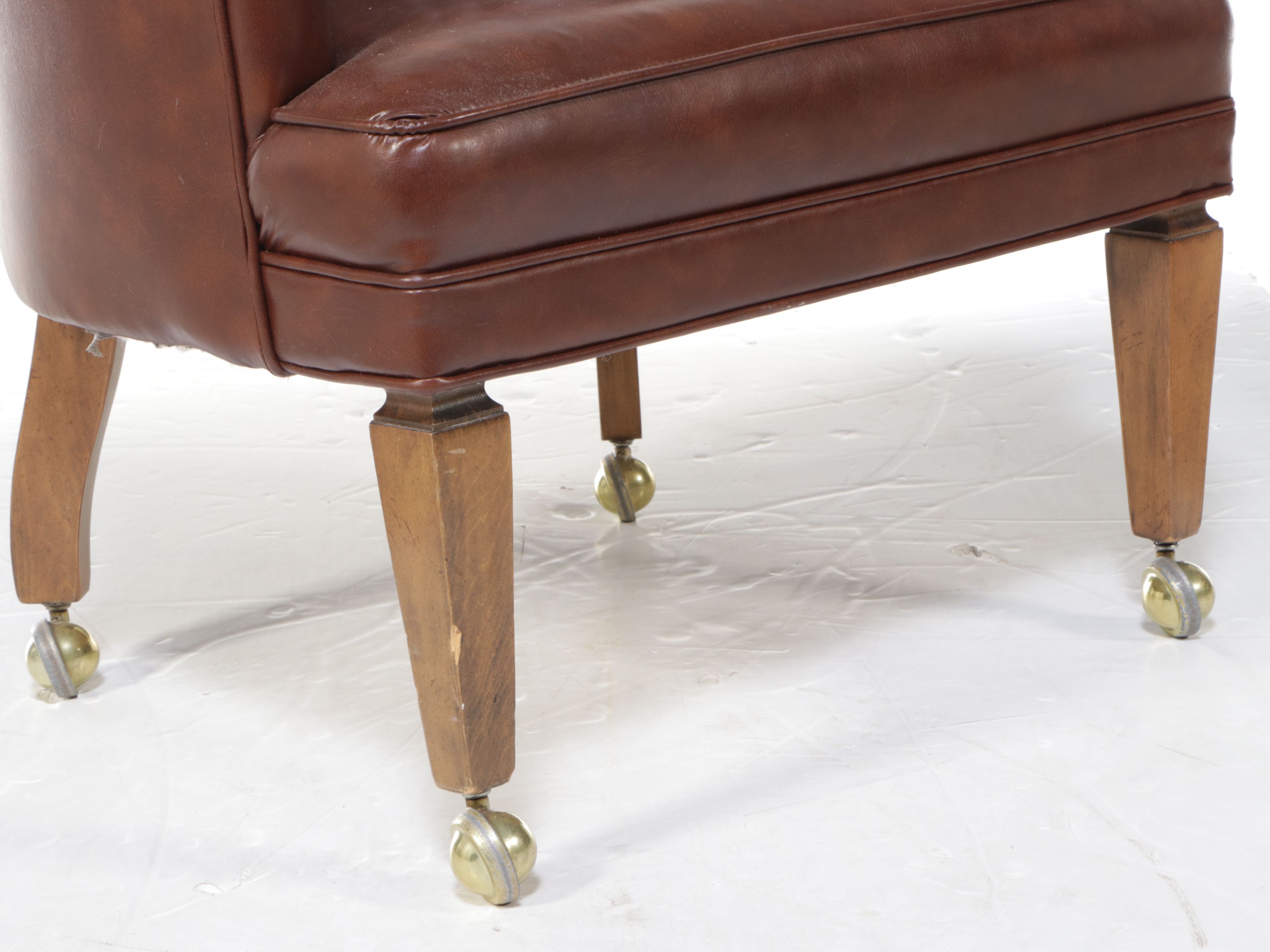 Set of Three Tufted Leather Club Chairs