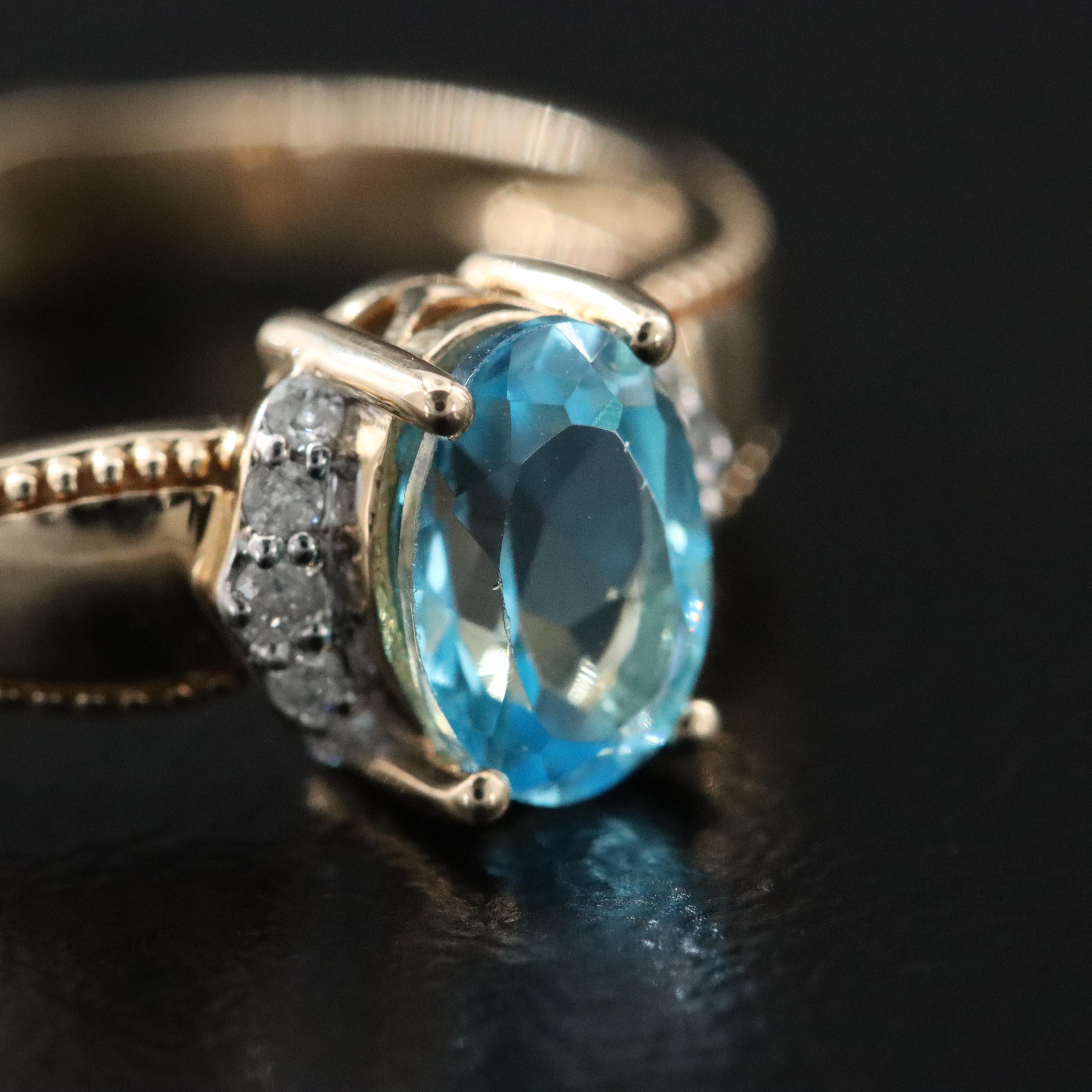 10K Topaz and Diamond Ring