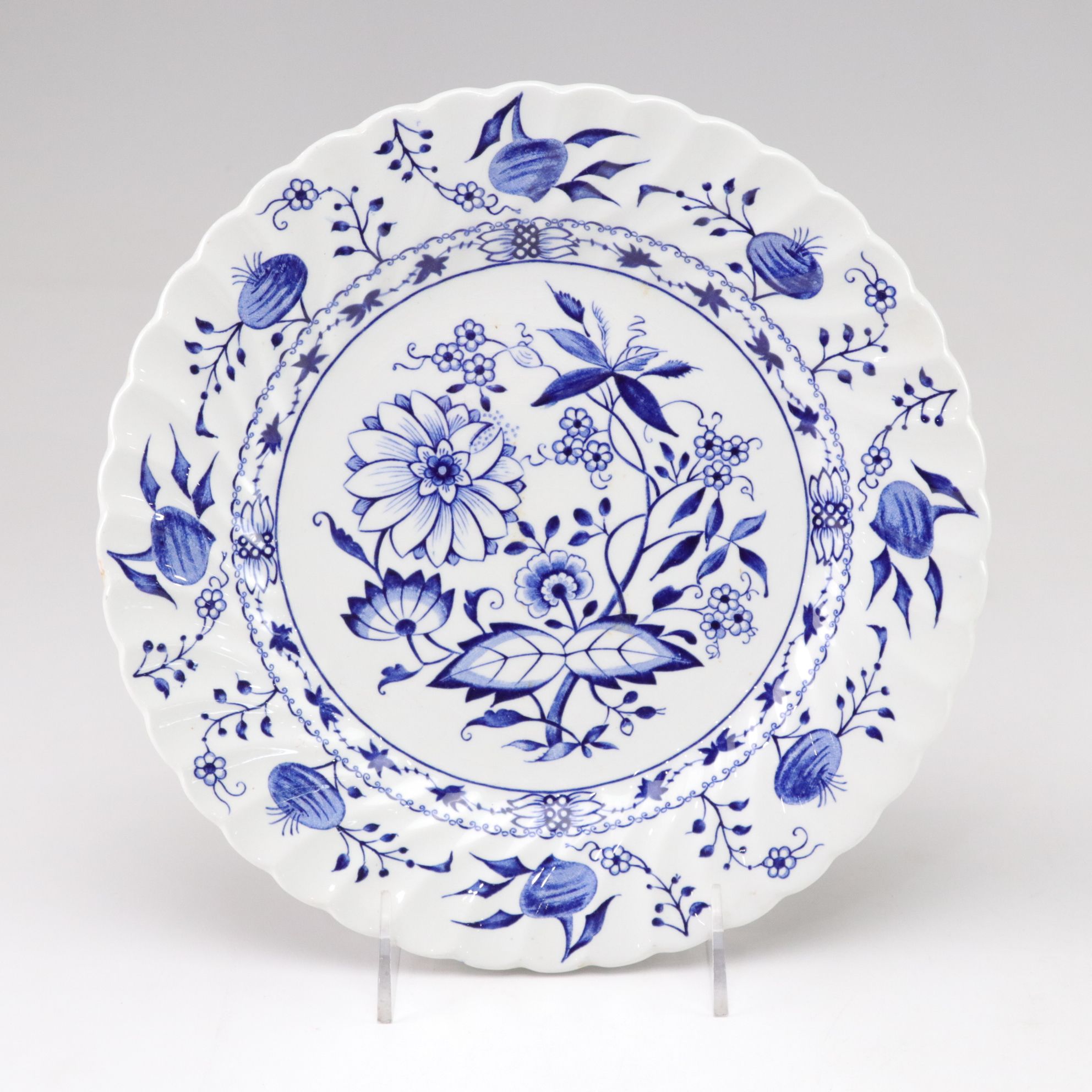 Staffordshire "Blue Lily" and Johnson Bros. "Indies Blue" Ironston Dinner Plates