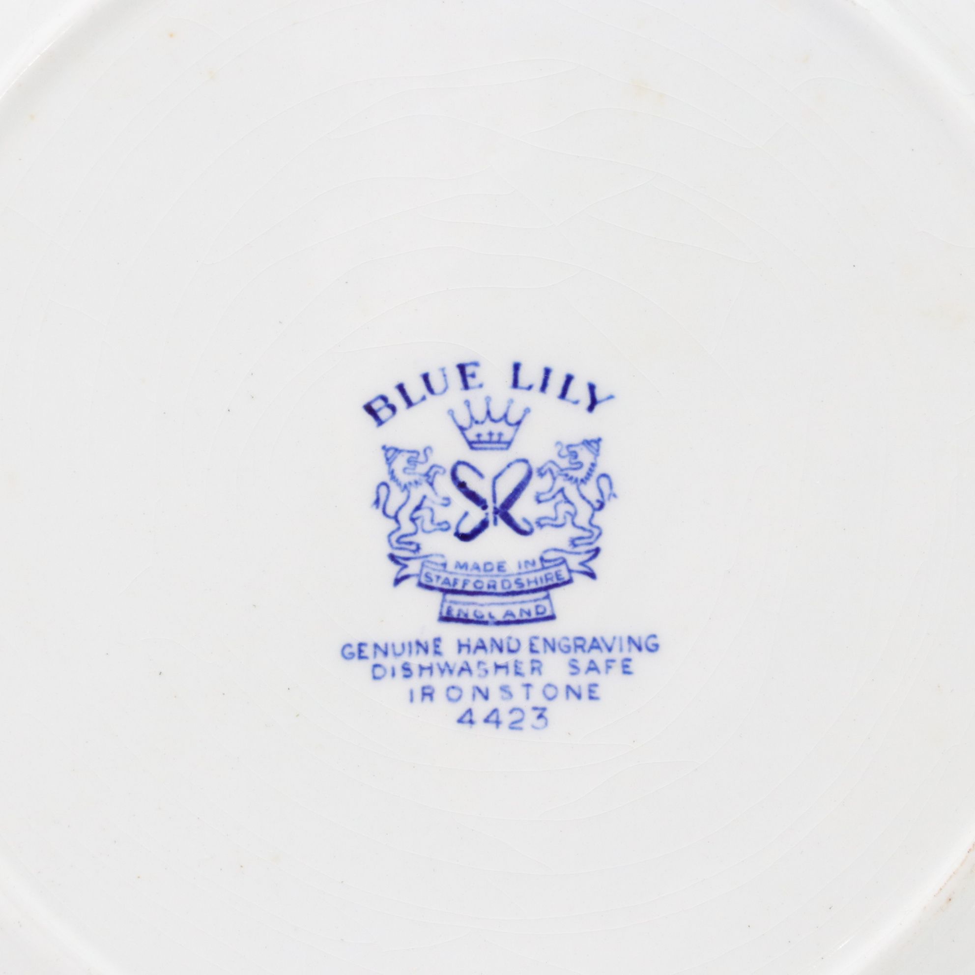 Staffordshire "Blue Lily" and Johnson Bros. "Indies Blue" Ironston Dinner Plates