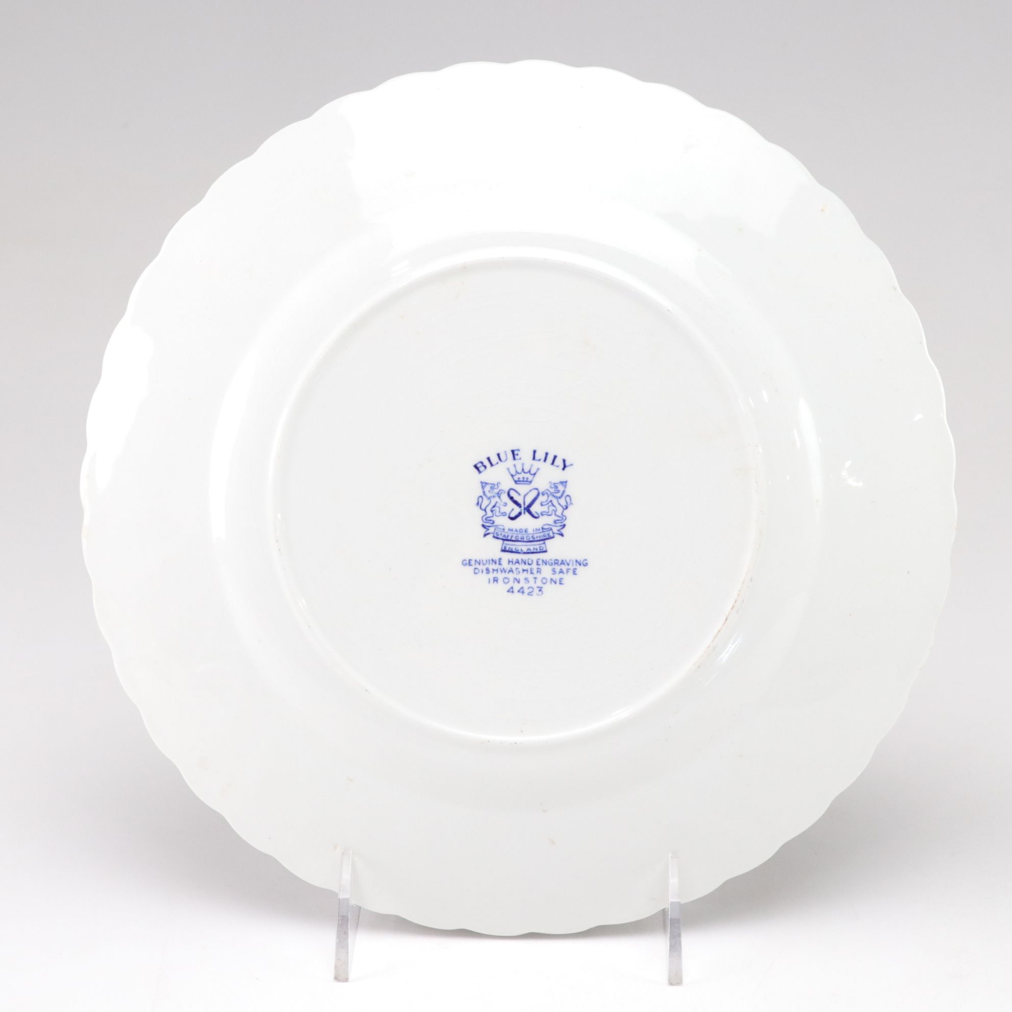 Staffordshire "Blue Lily" and Johnson Bros. "Indies Blue" Ironston Dinner Plates