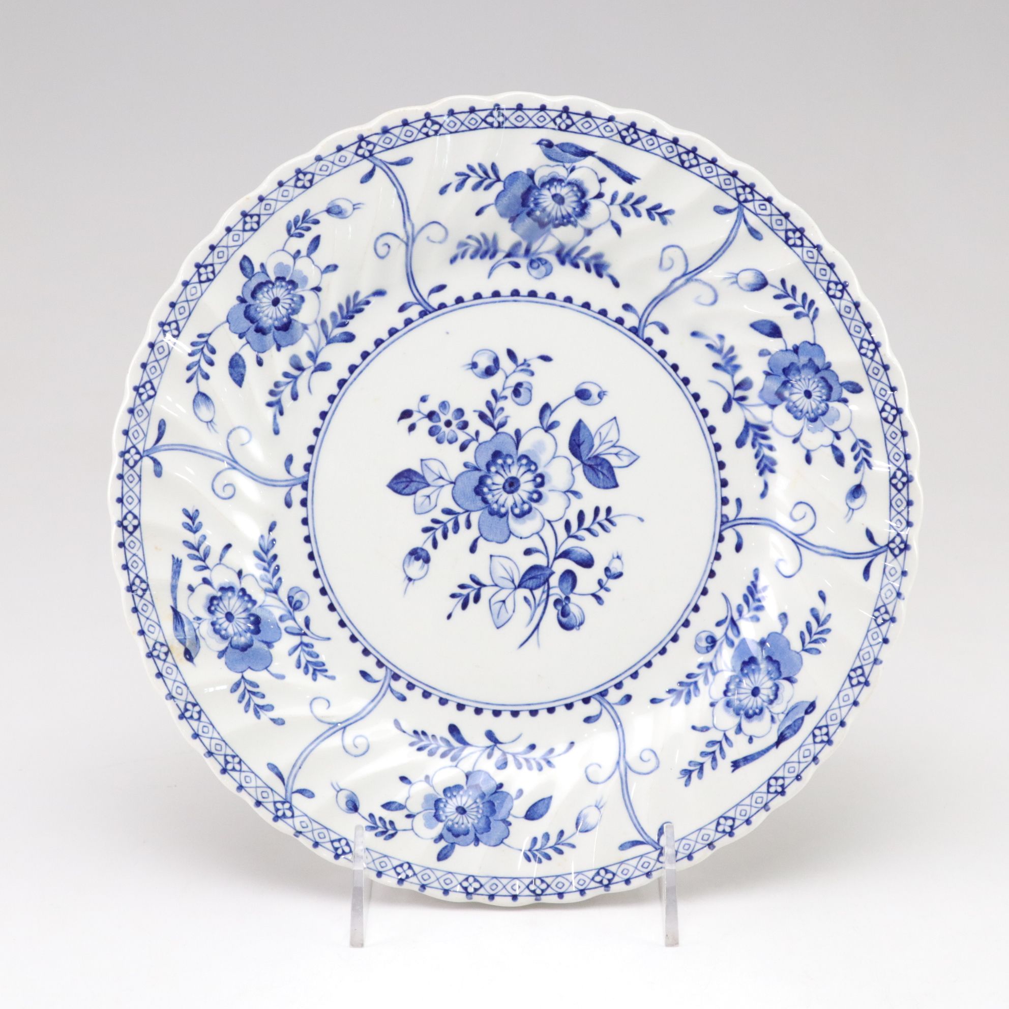 Staffordshire "Blue Lily" and Johnson Bros. "Indies Blue" Ironston Dinner Plates