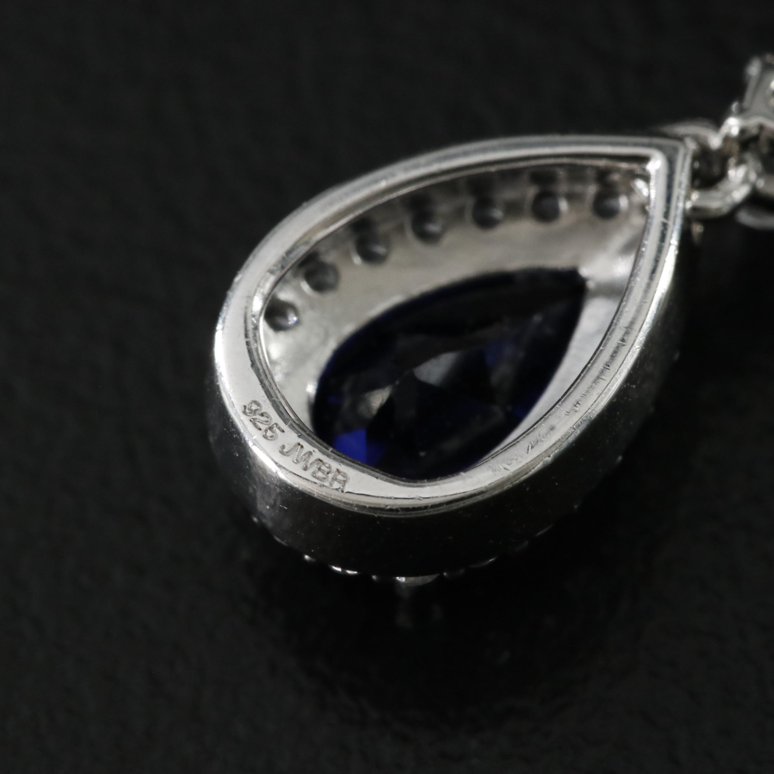 Sterling Sapphire Earrings with White Sapphire Accents