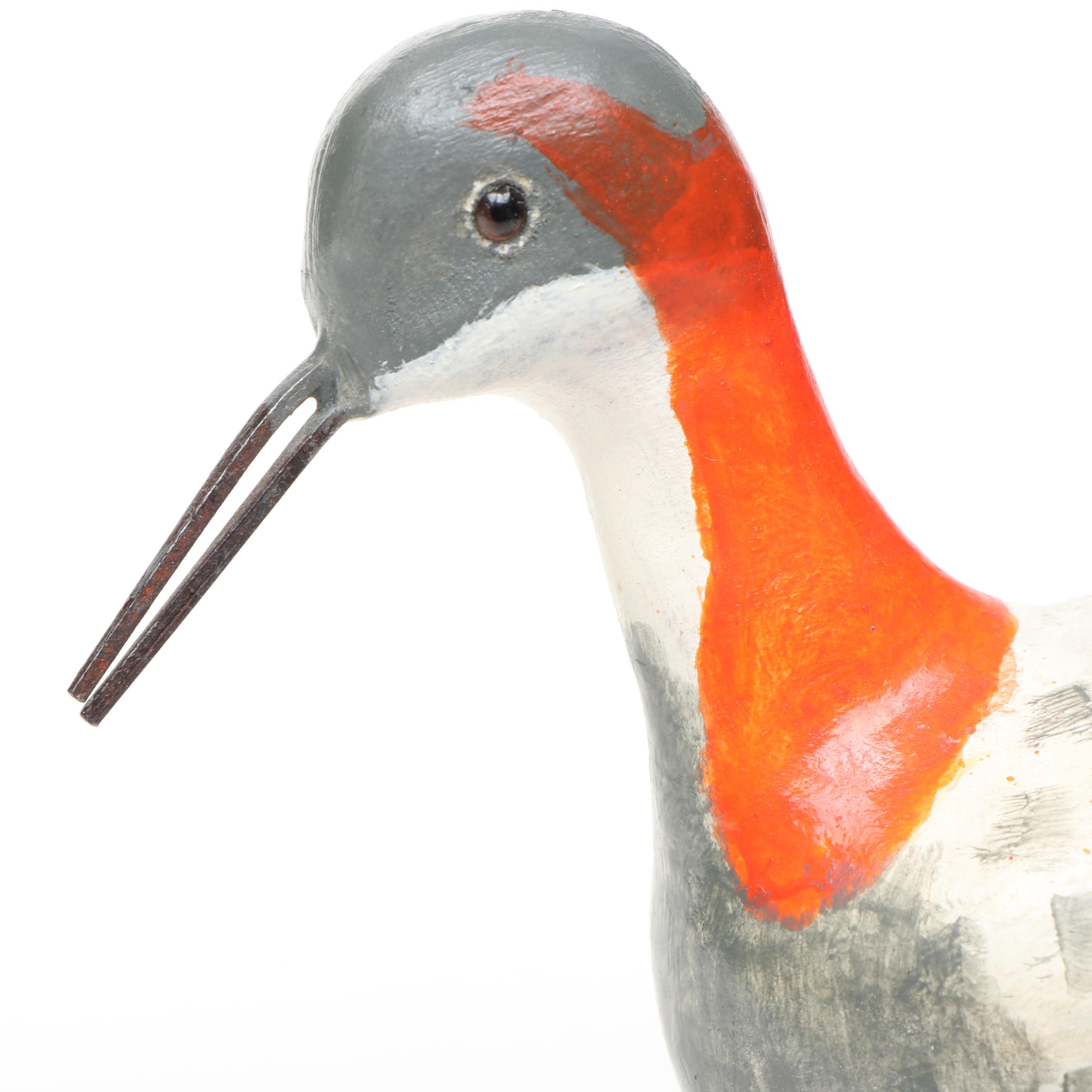 Hand-Painted "Shorebird" Wooden Sculpture with Cutty Sark Miniature Model