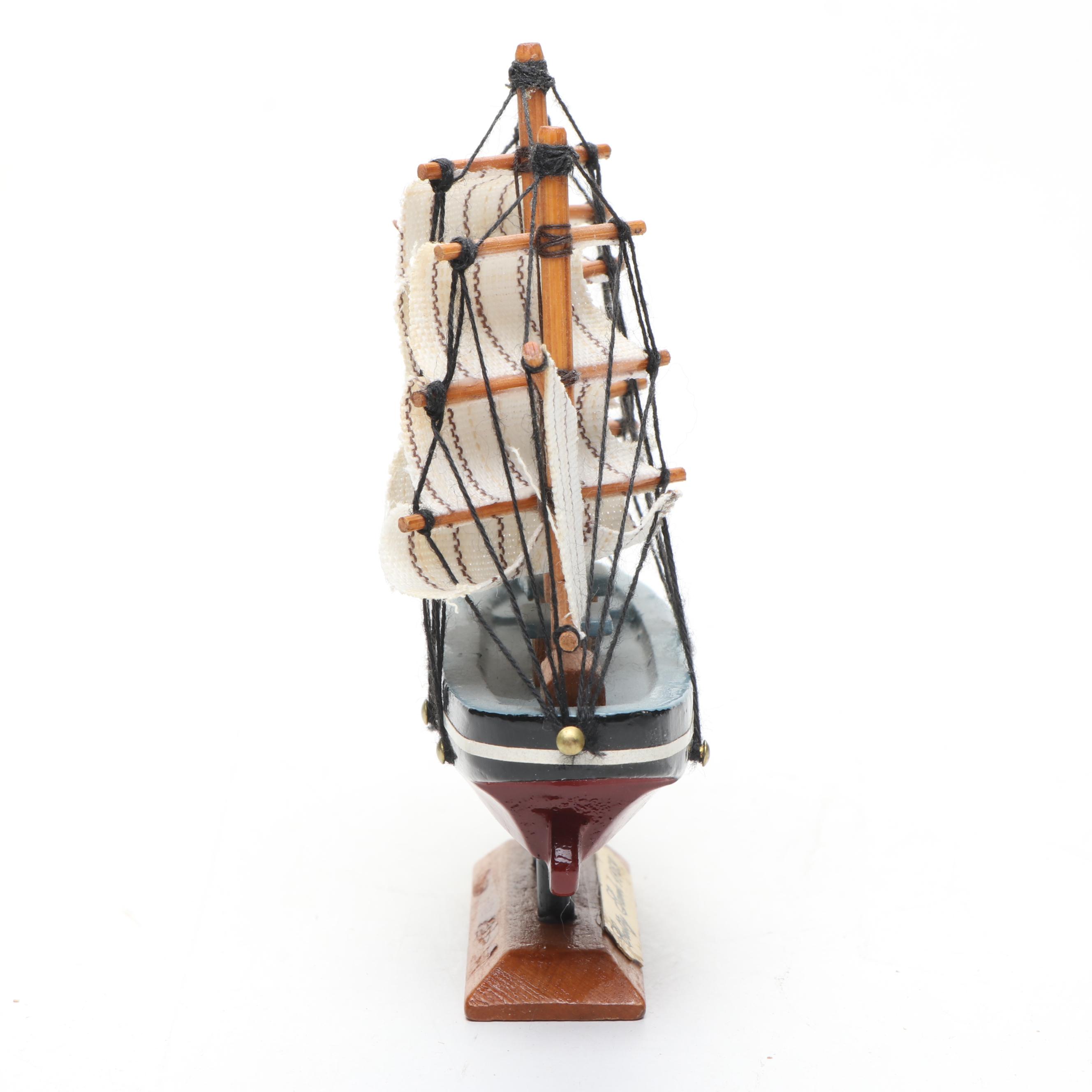 Hand-Painted "Shorebird" Wooden Sculpture with Cutty Sark Miniature Model