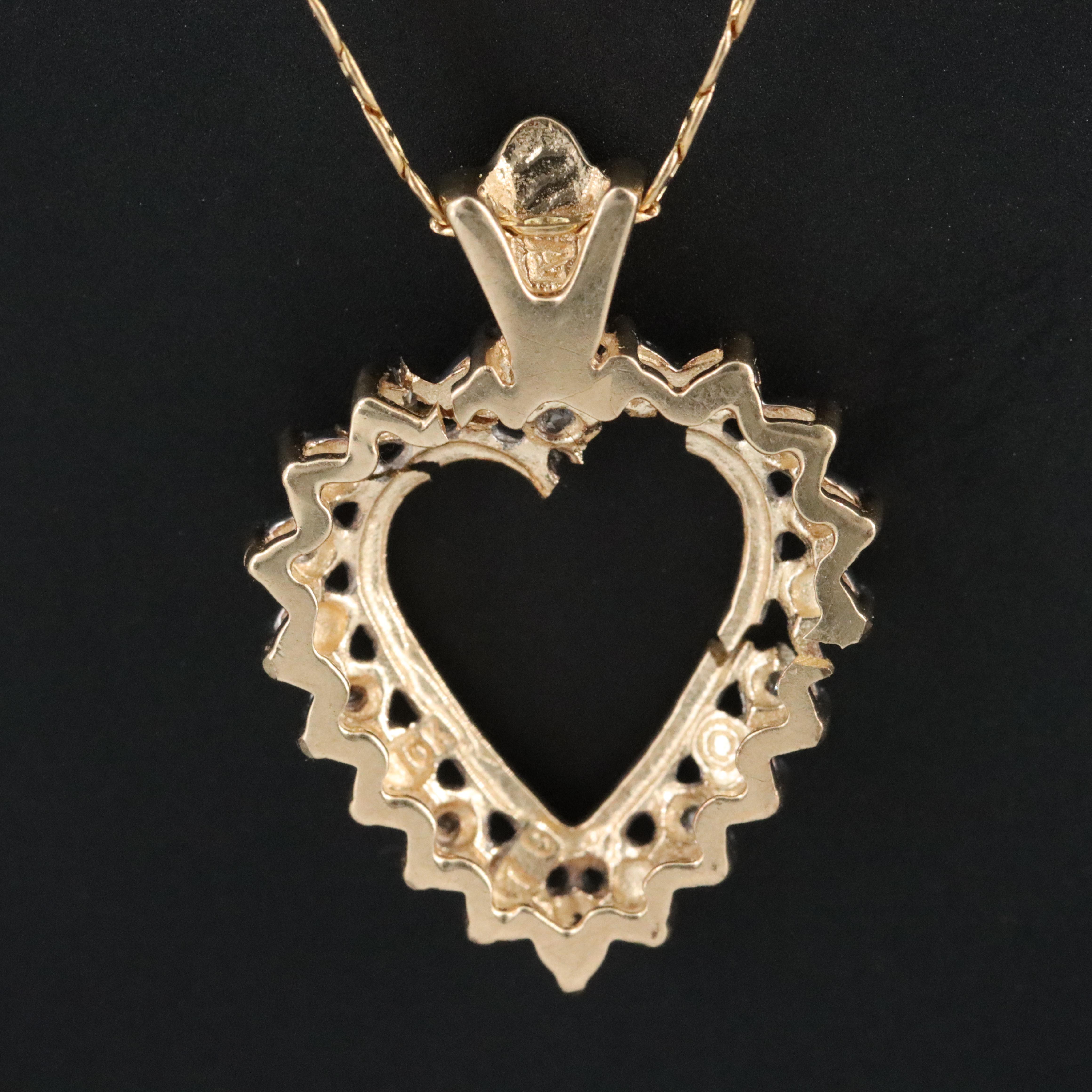10K 0.05 CTW Diamond Heart Pendant on 14K Mariner Link Necklace