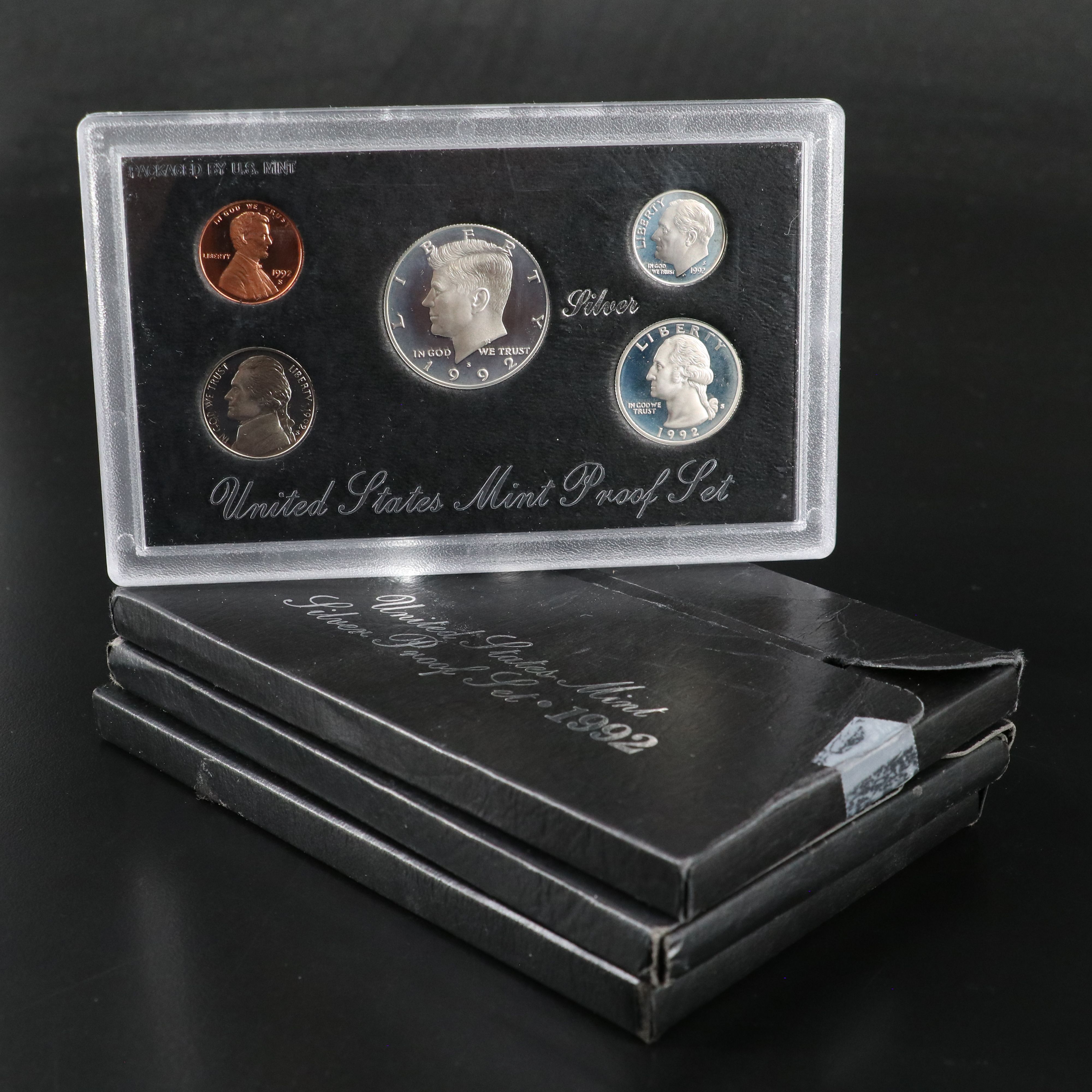 Three United States Modern Silver Proof Sets, 1992, 1995, and 1996