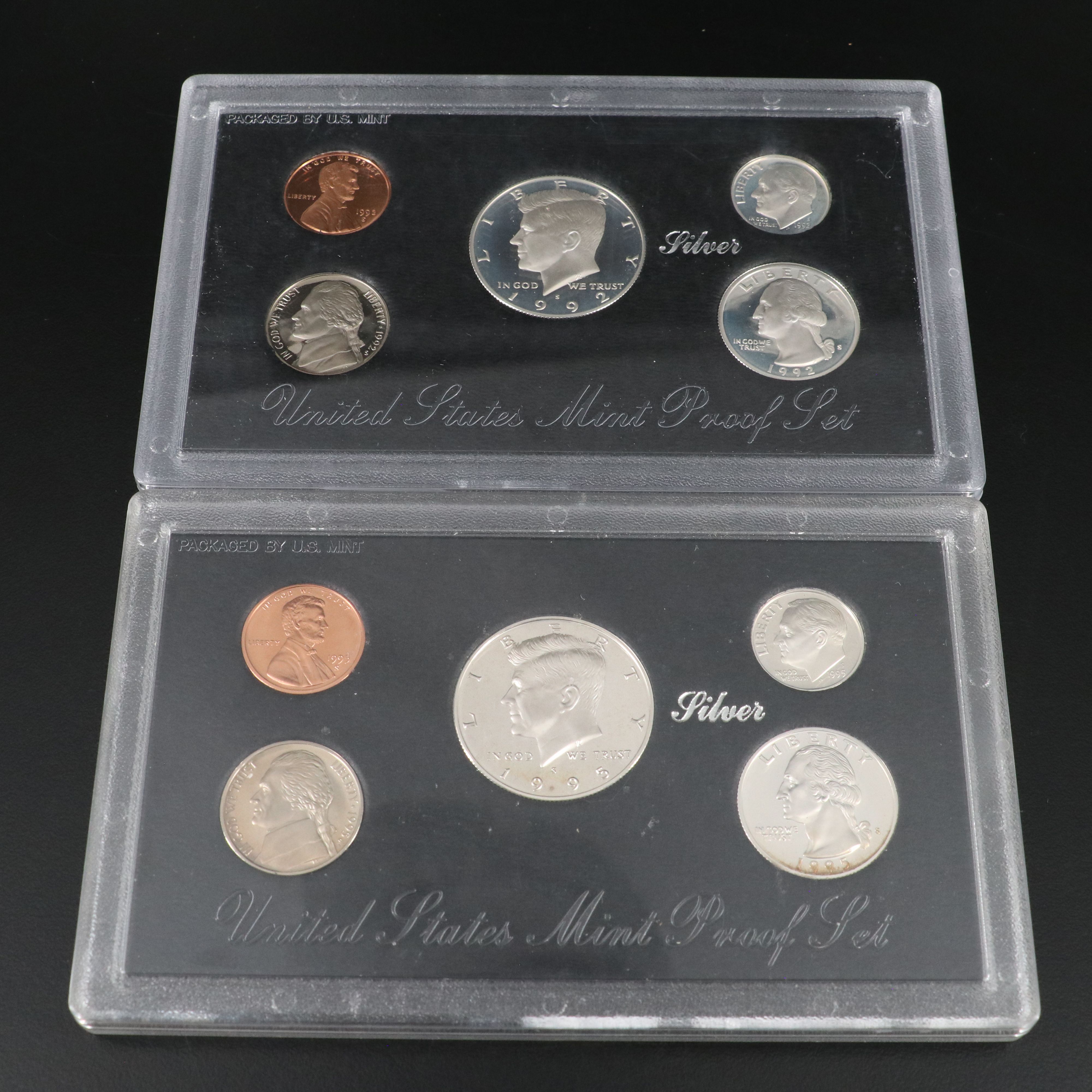 Three United States Modern Silver Proof Sets, 1992, 1995, and 1996