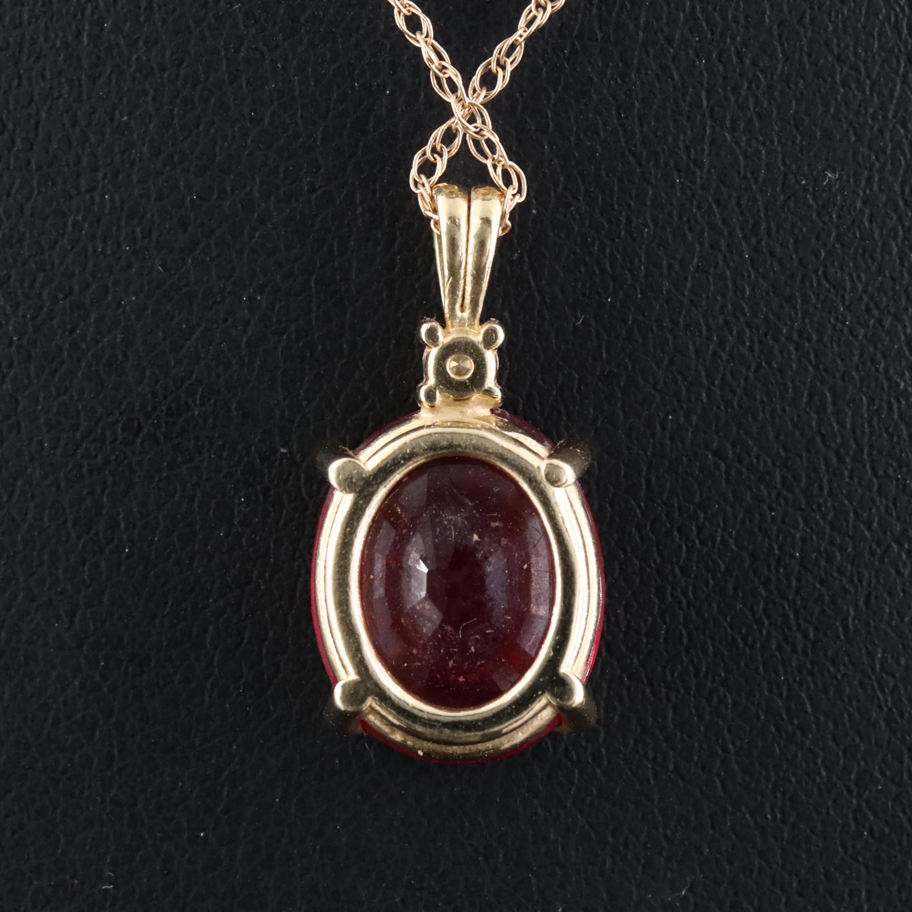 14K Filled Corundum and Diamond Pendant Necklace