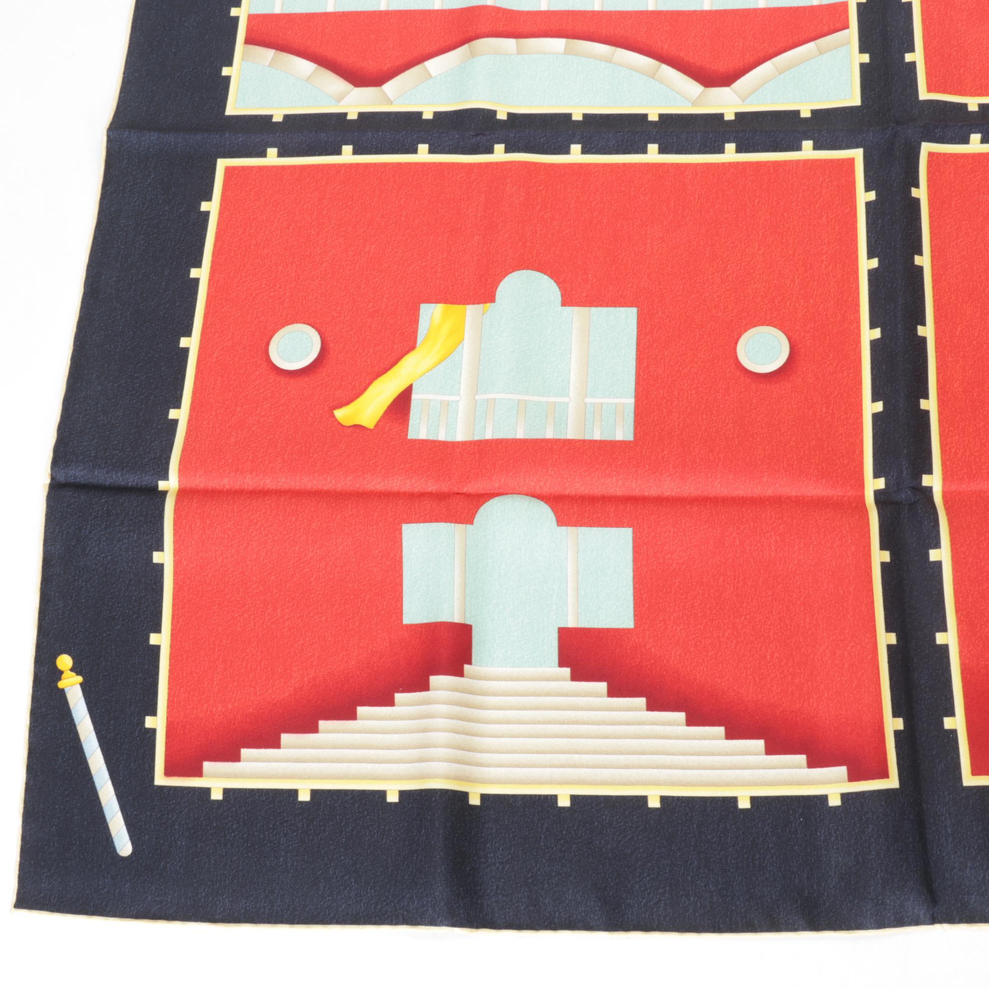 BVLGARI Multicolor Silk Carre Scarf with Hand-Rolled Hem