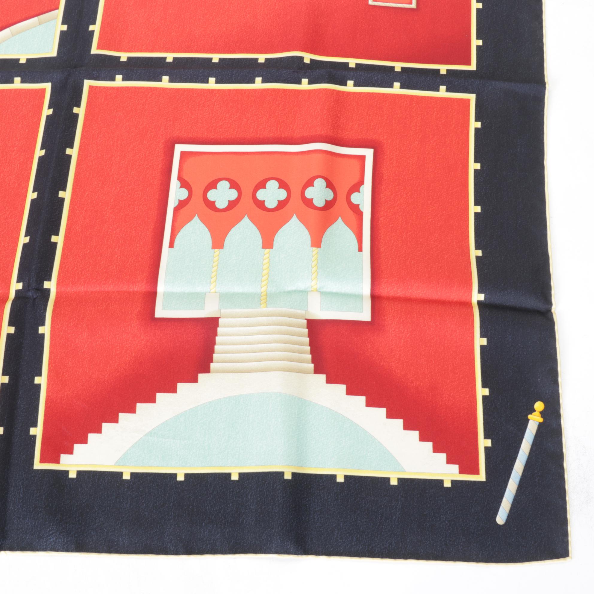 BVLGARI Multicolor Silk Carre Scarf with Hand-Rolled Hem