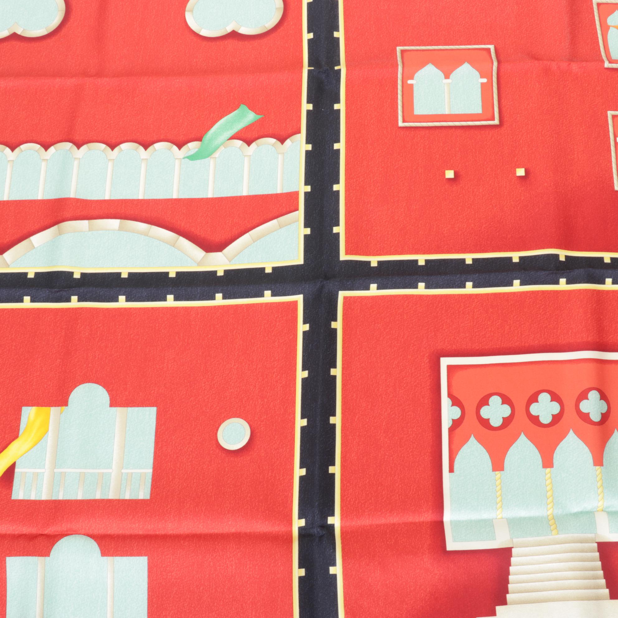 BVLGARI Multicolor Silk Carre Scarf with Hand-Rolled Hem