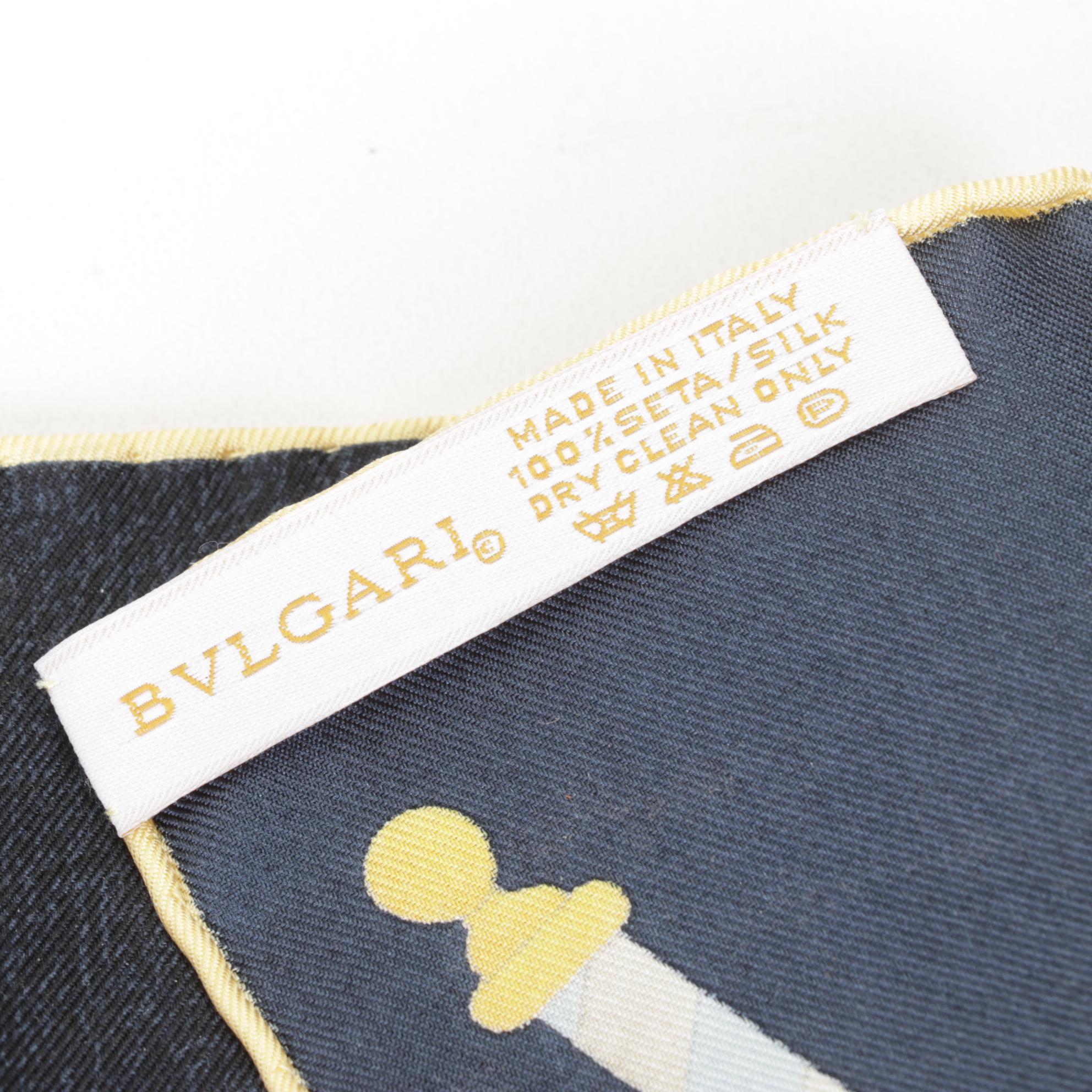 BVLGARI Multicolor Silk Carre Scarf with Hand-Rolled Hem