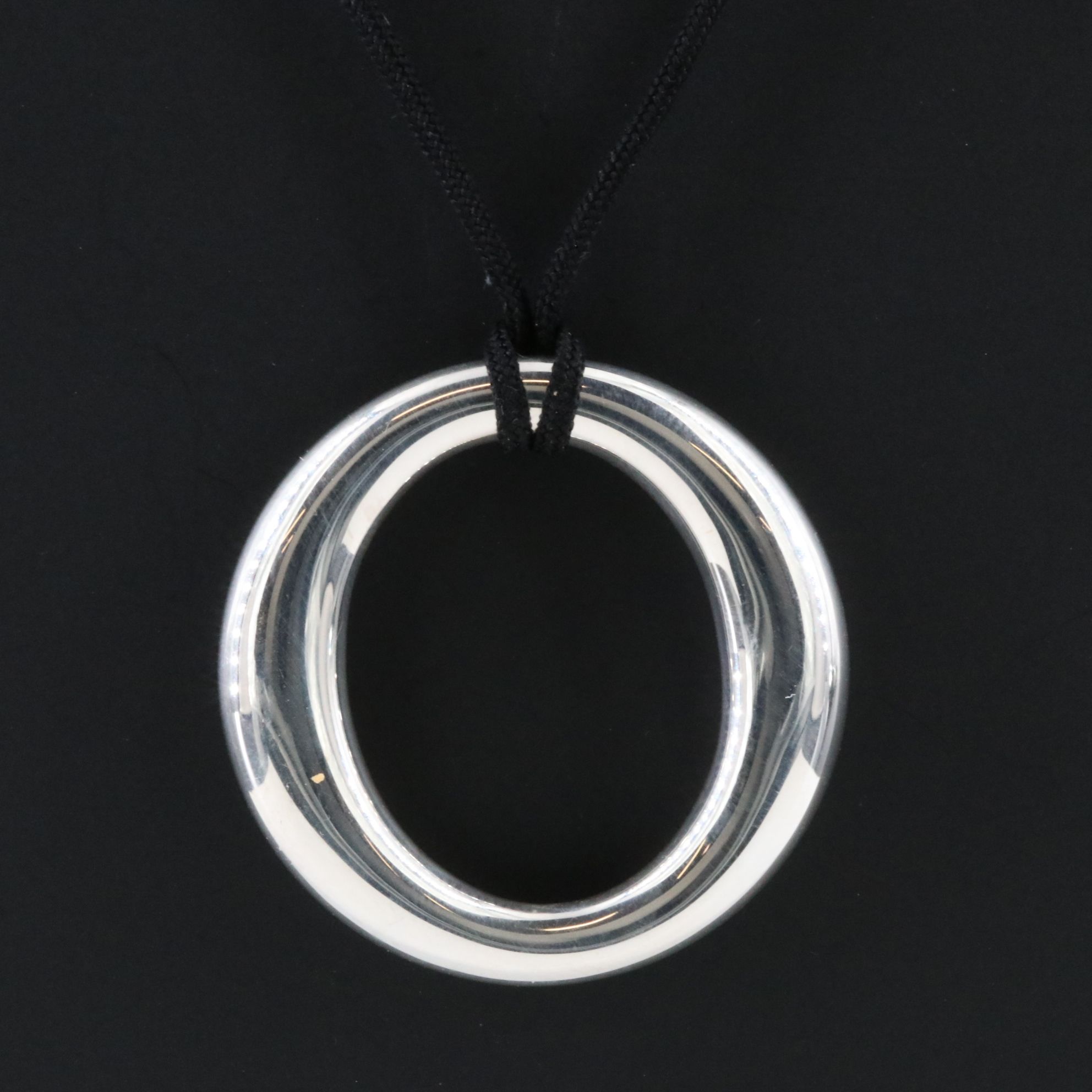 Tiffany & Co. Sevillana Sterling Necklace with Black Cord