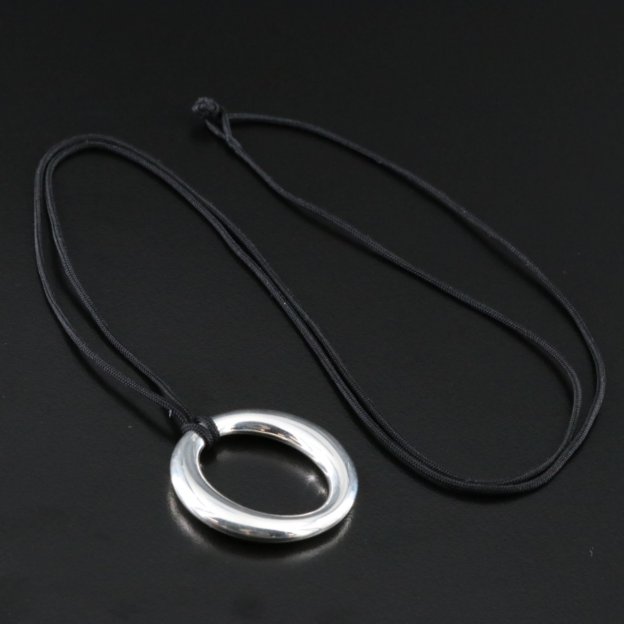 Tiffany & Co. Sevillana Sterling Necklace with Black Cord