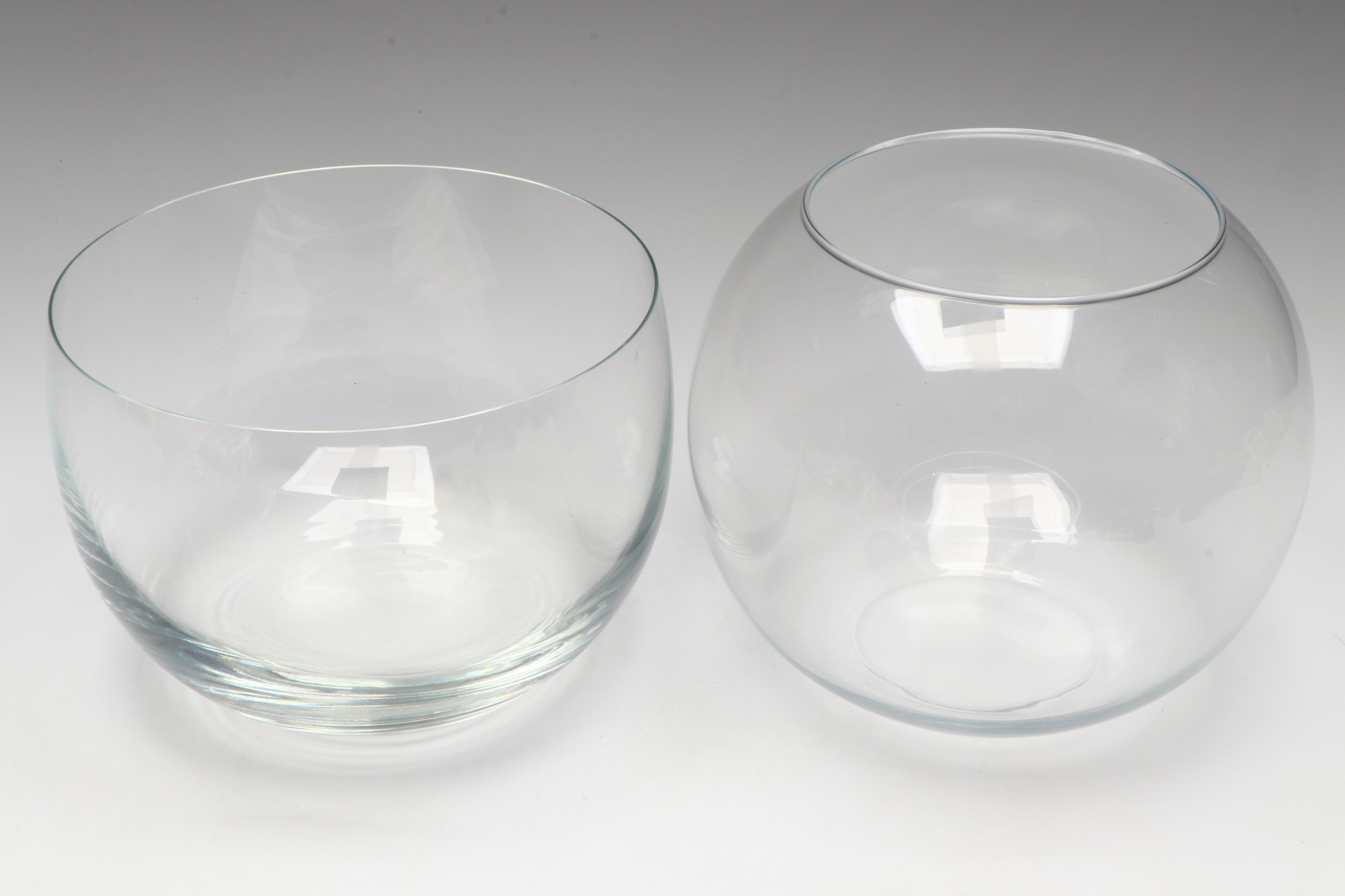 Decorative Glass Bowls with Stone and Glass Egg Figures