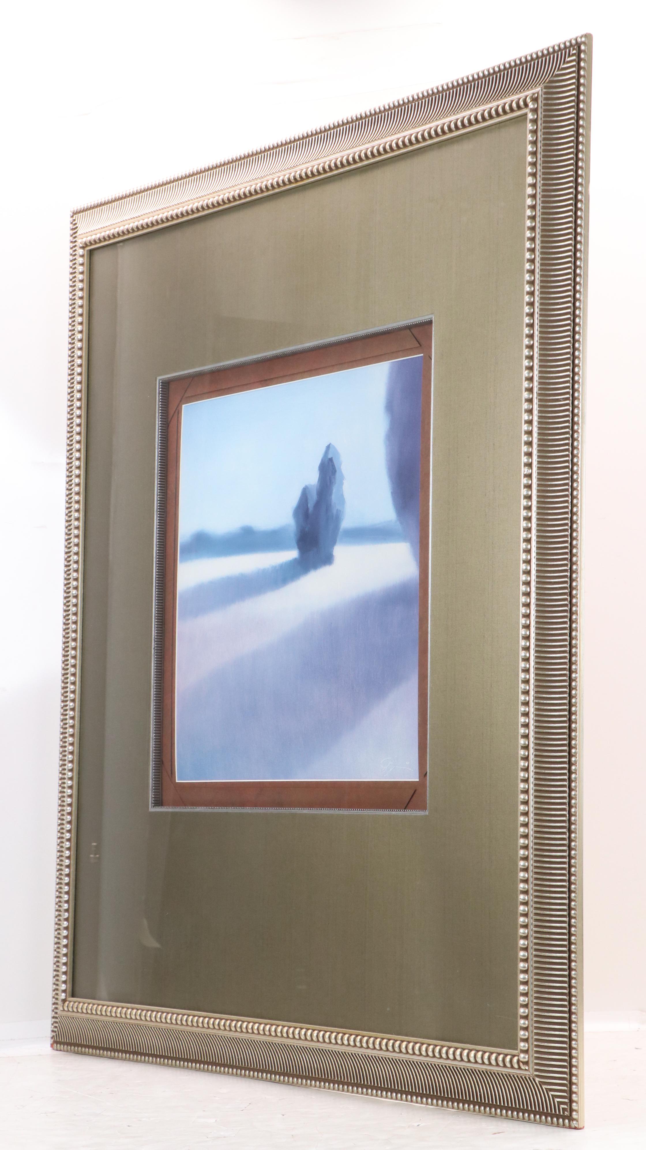 Offset Lithographs After Jeff Surret Blue Toned Stylized Landscapes, 2002