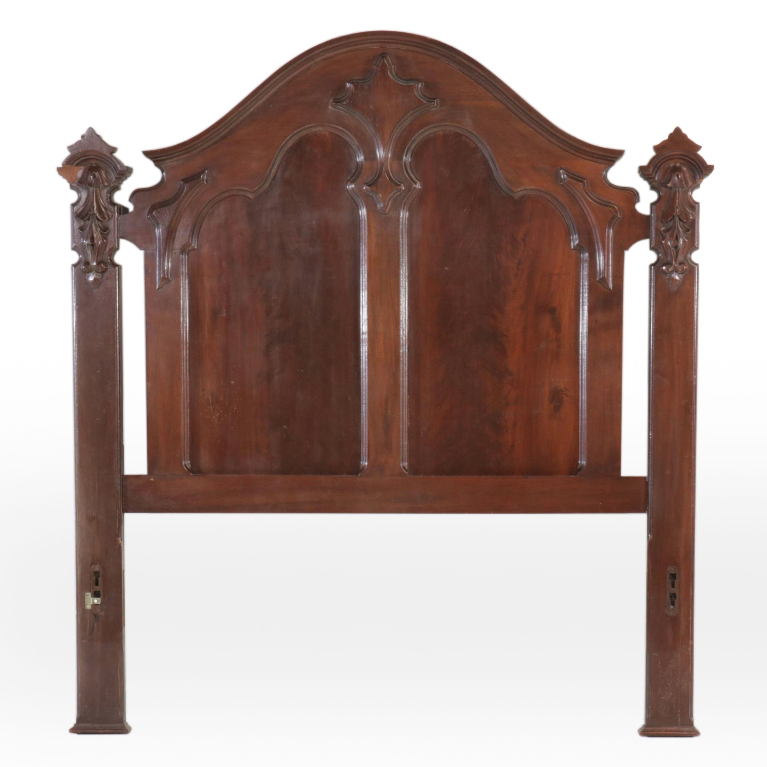 Rococo Revival Walnut Queen Size Headboard, Late 19th/Early 20th Century