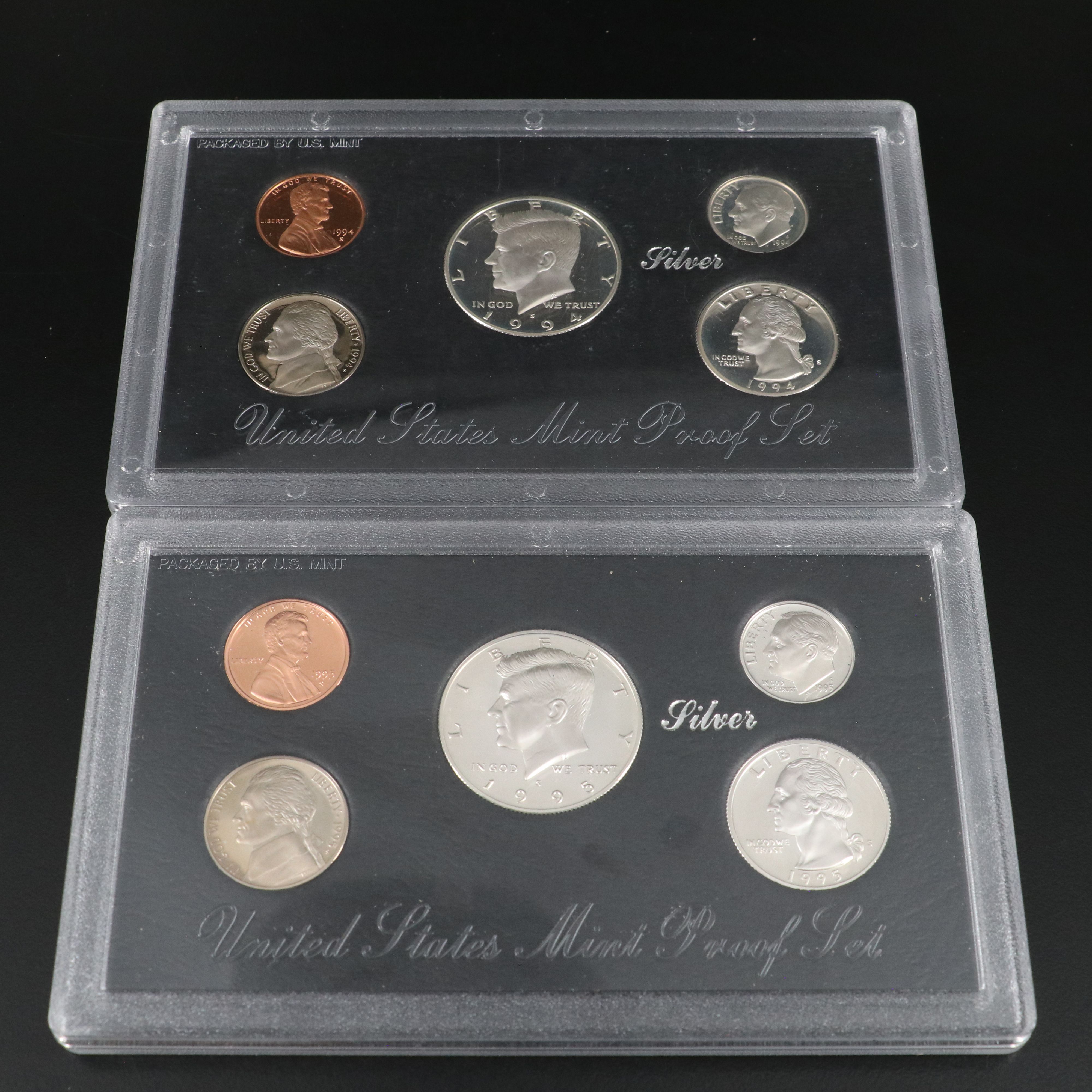 Three United States Modern Silver Proof Sets, 1994, 1995, and 1996