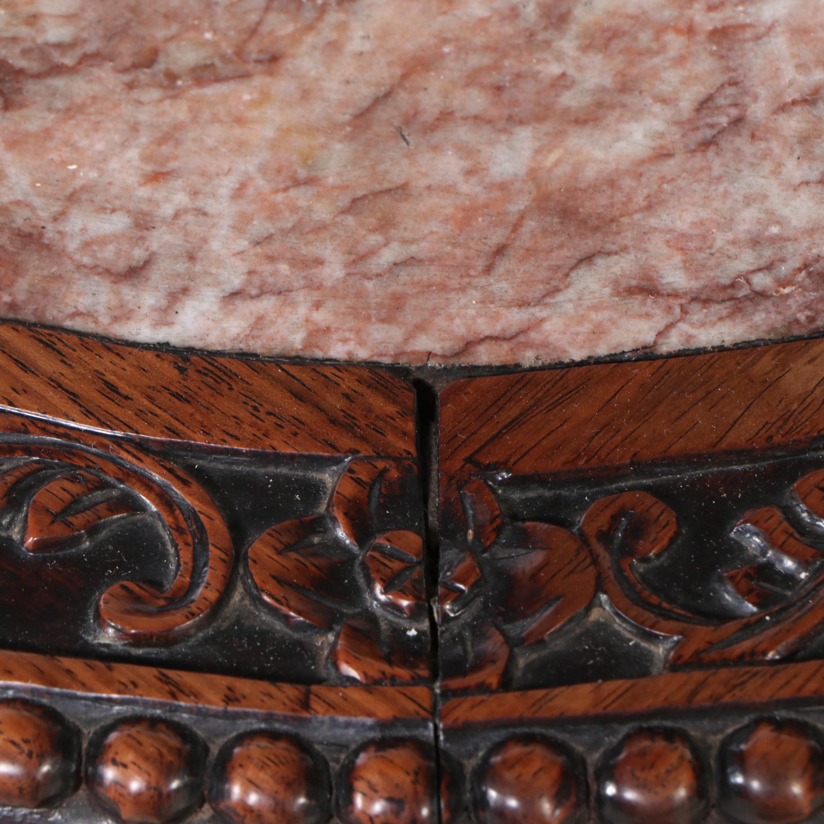 Chinese Marble and Rosewood Stand