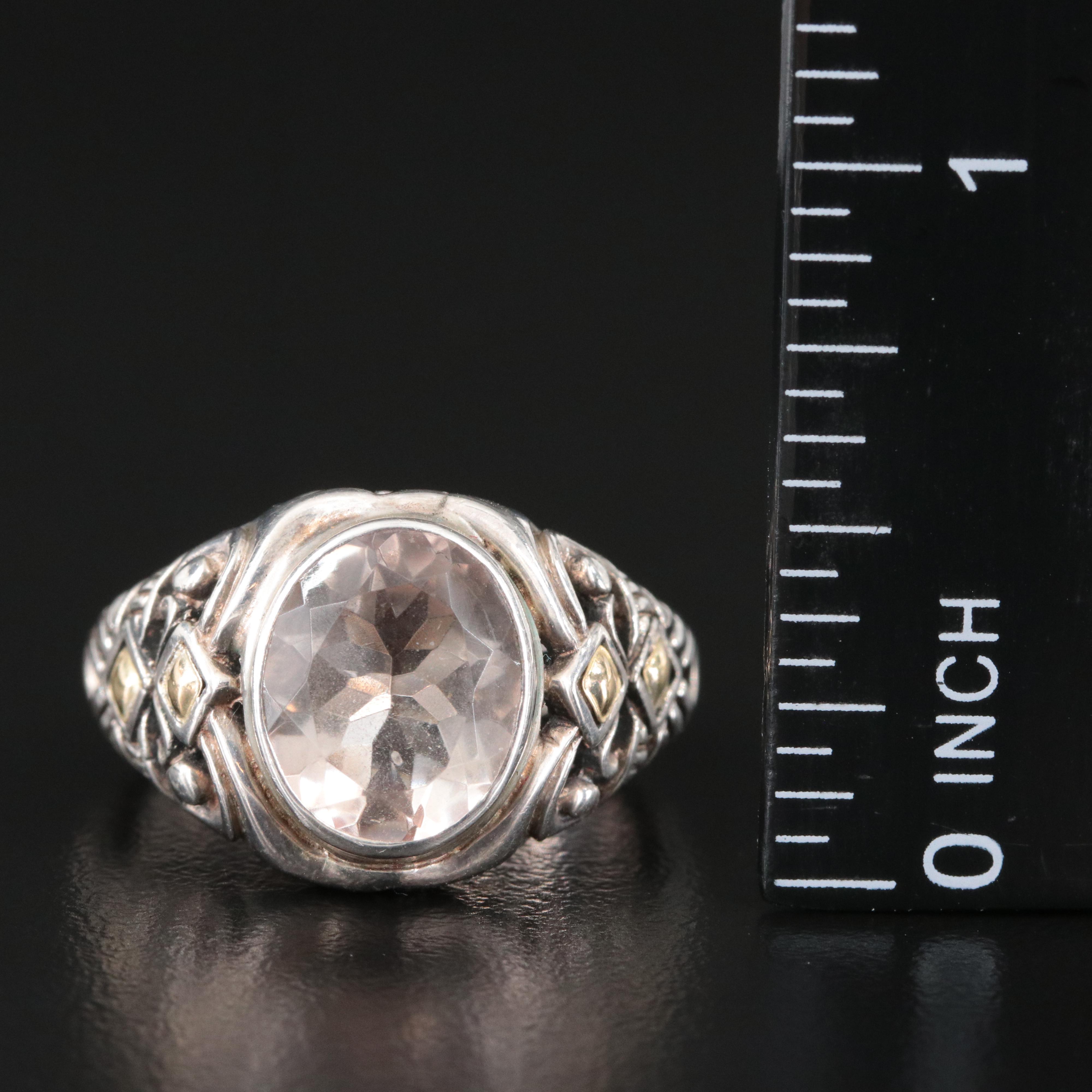 Sterling Citrine Filigree Ring with 18K Accent