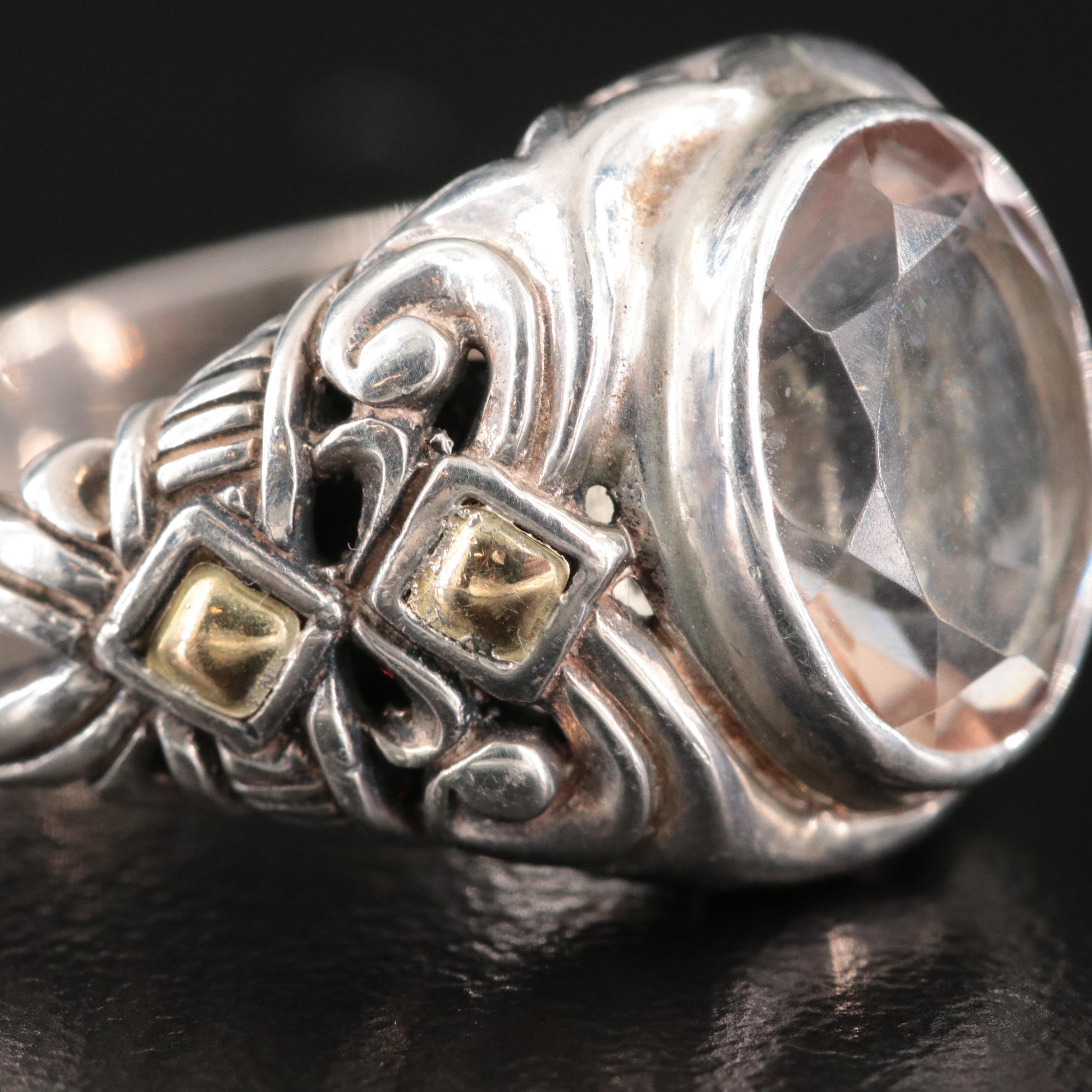 Sterling Citrine Filigree Ring with 18K Accent