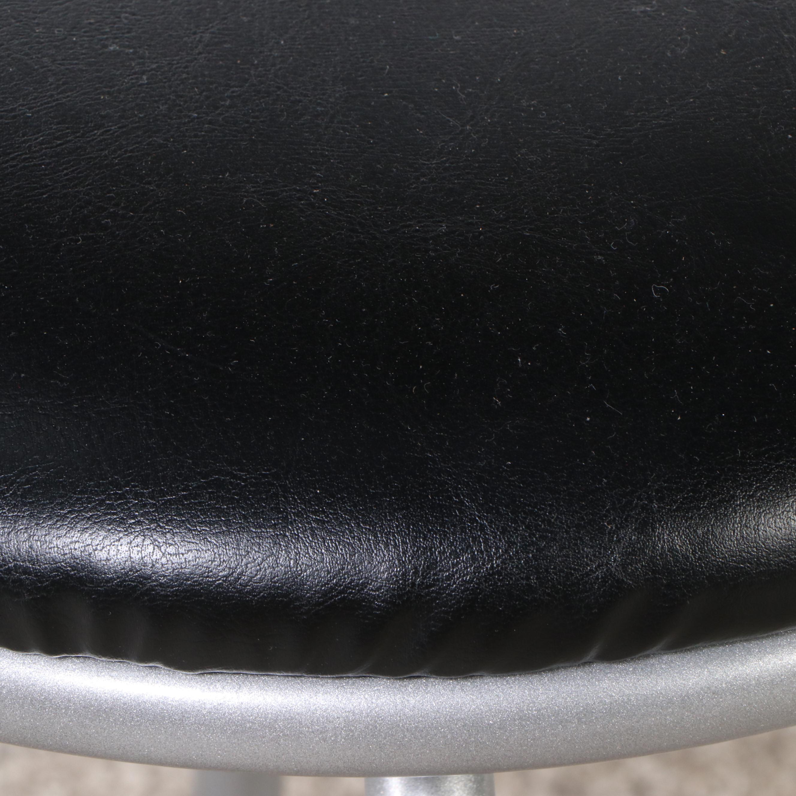 Pair of Contemporary Vinyl Upholstered Metal Barstools