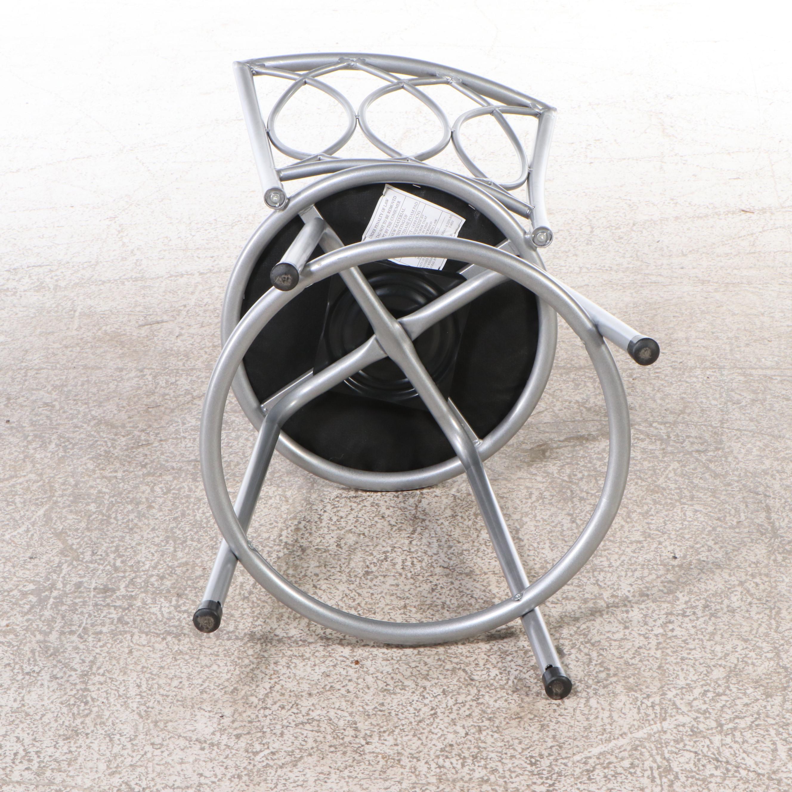 Pair of Contemporary Vinyl Upholstered Metal Barstools