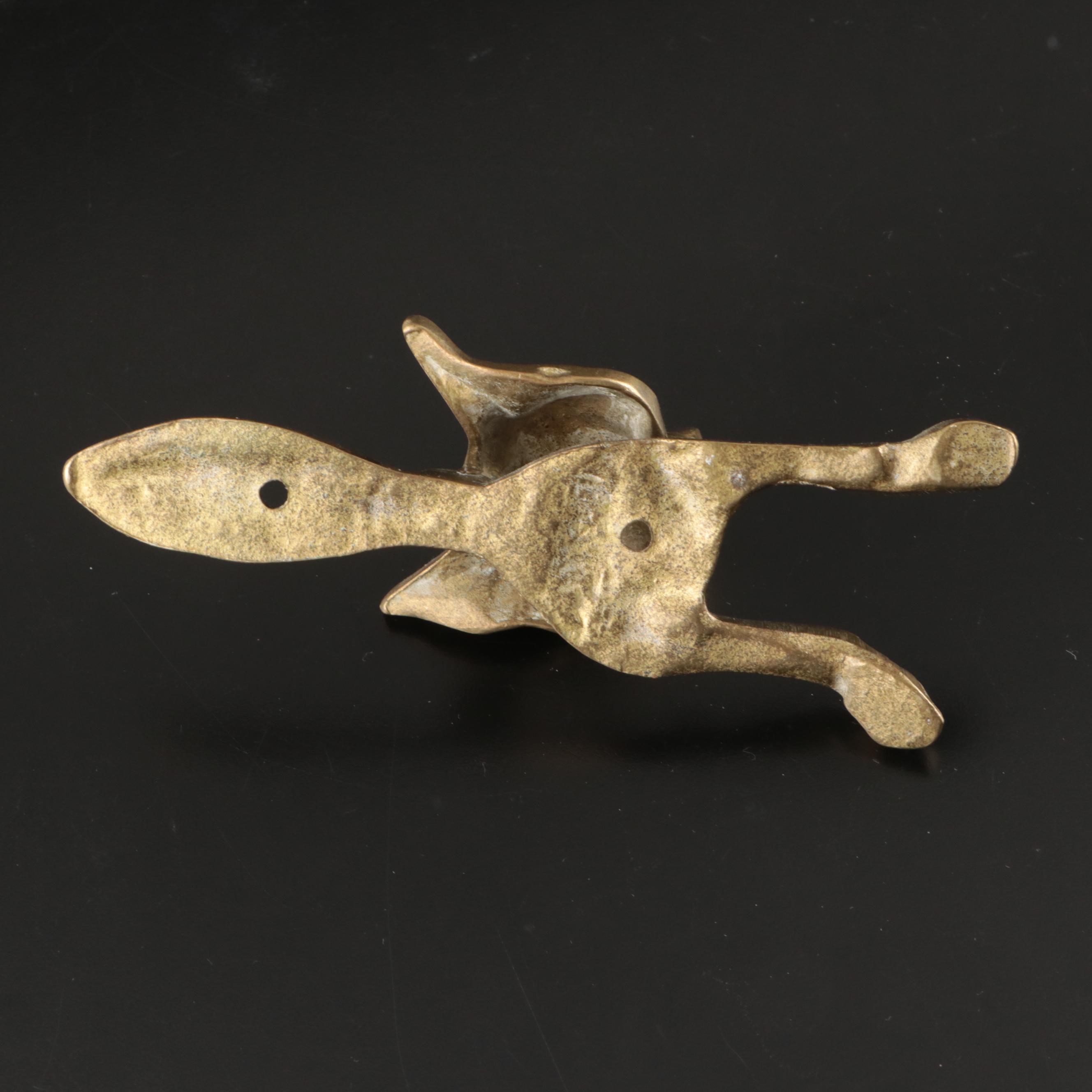 Coyote Figural Brass Door Knocker with Widdecombe Fair Brass Door Knocker